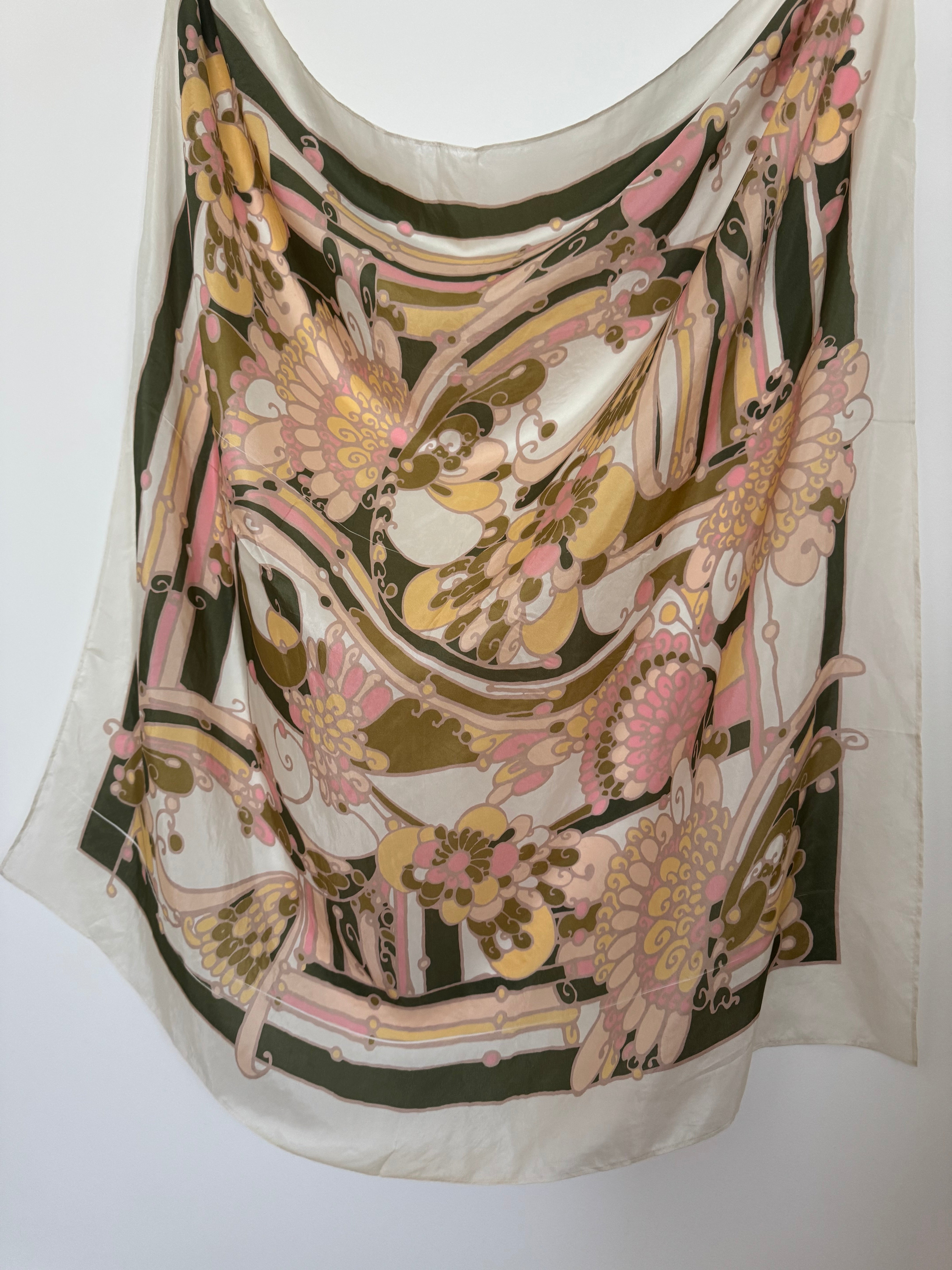 Floral Pastel Silk Scarf | Scarves