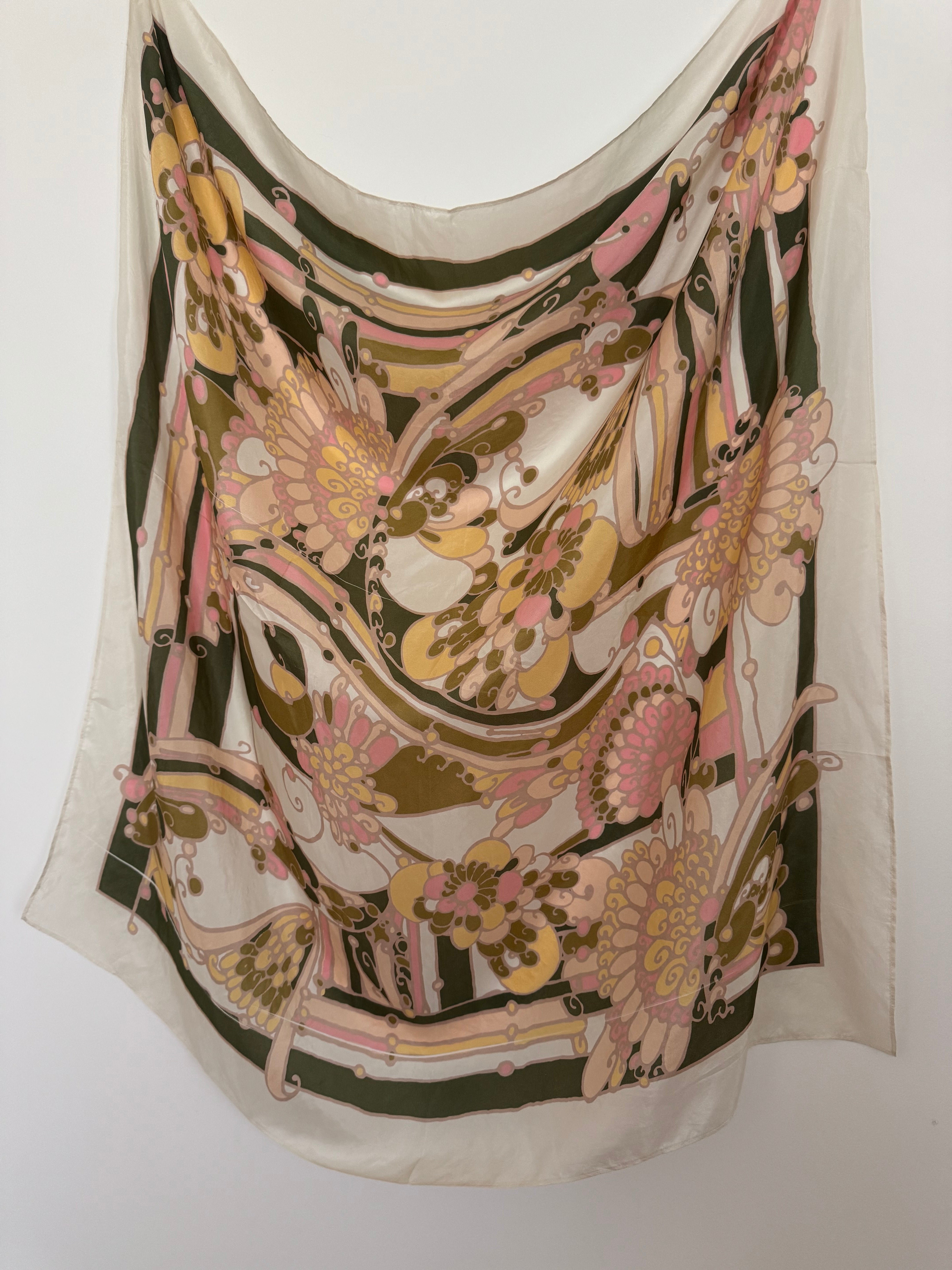 Floral Pastel Silk Scarf | Scarves