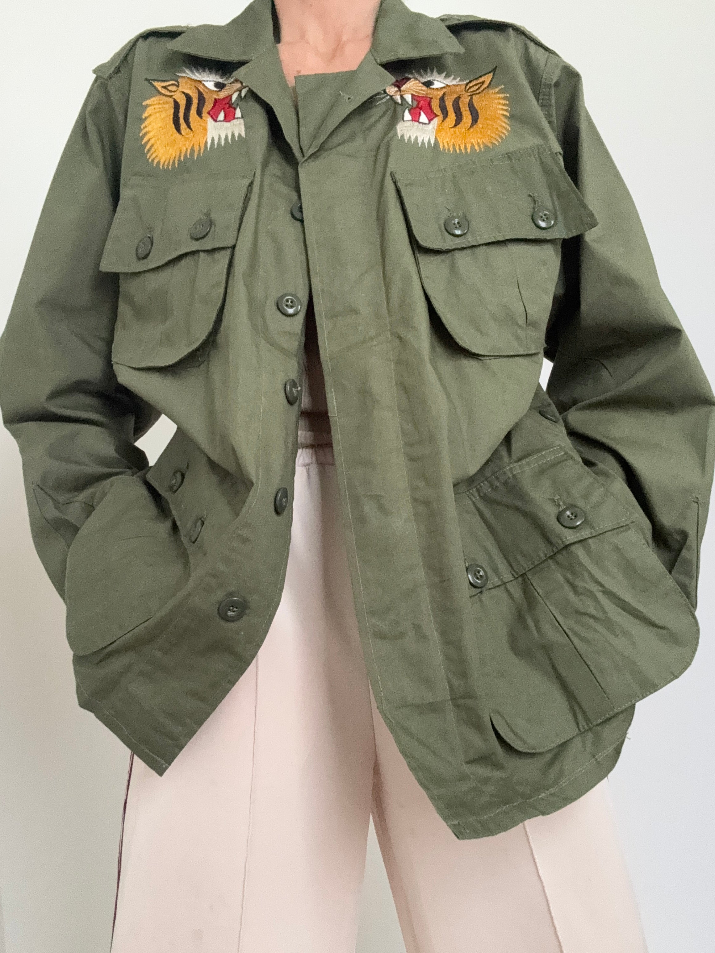 Future Nomads Shirts Large-XLarge Upcycled Army Jacket Tiger Japan
