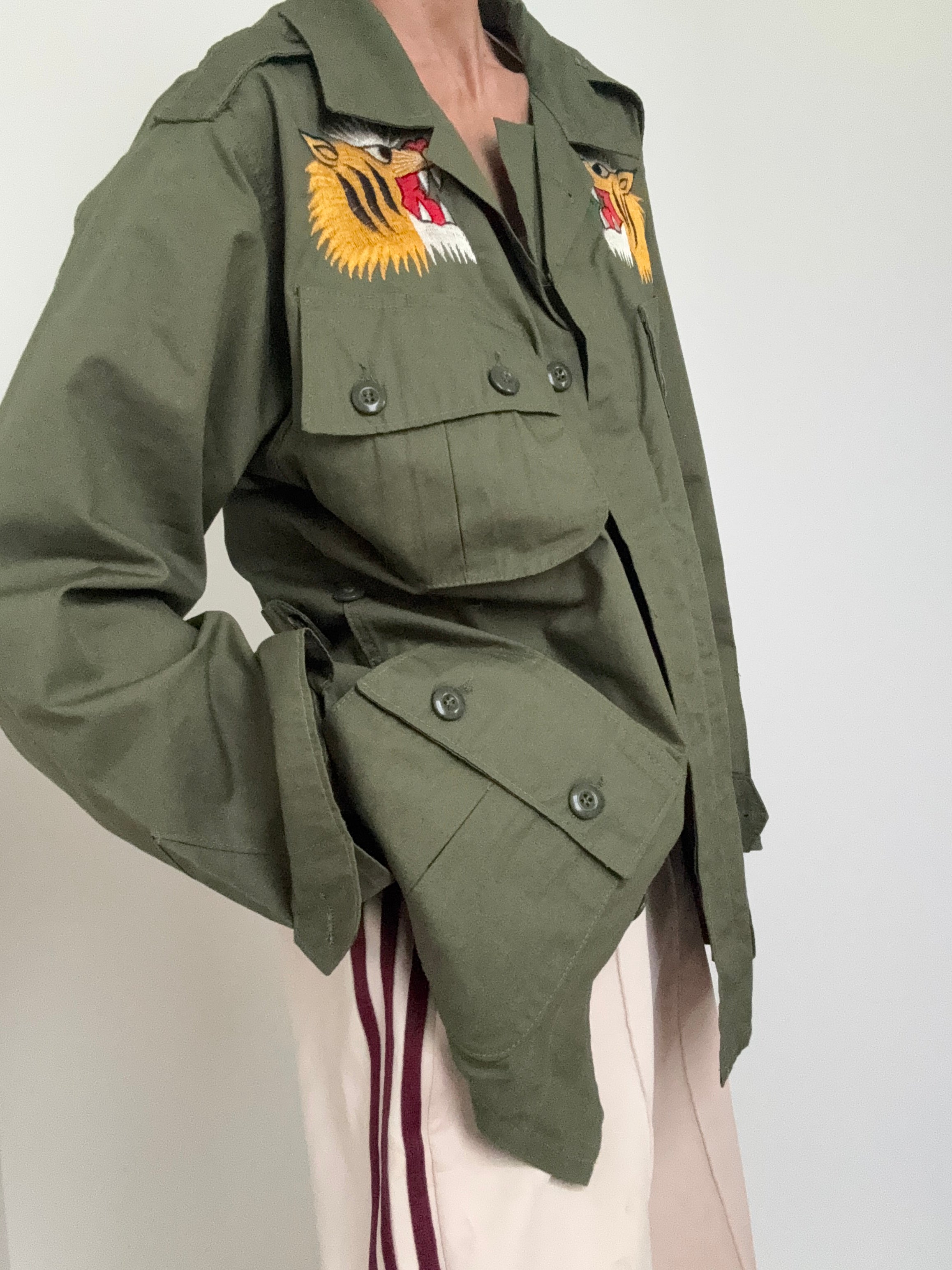 Future Nomads Shirts Large-XLarge Upcycled Army Jacket Tiger Japan