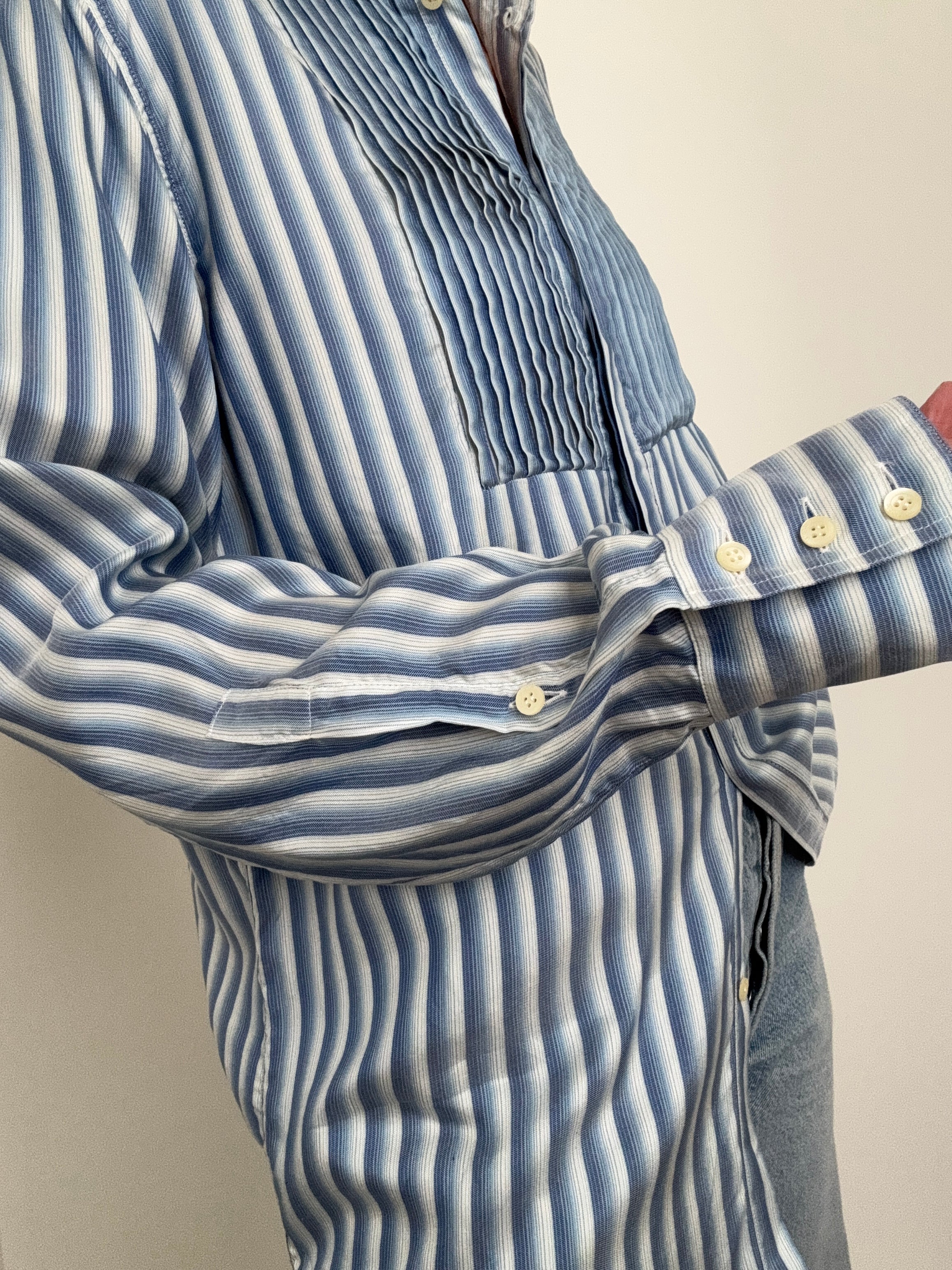 Future Nomads Shirts Medium Istante Silk Pin Tuck Shirt
