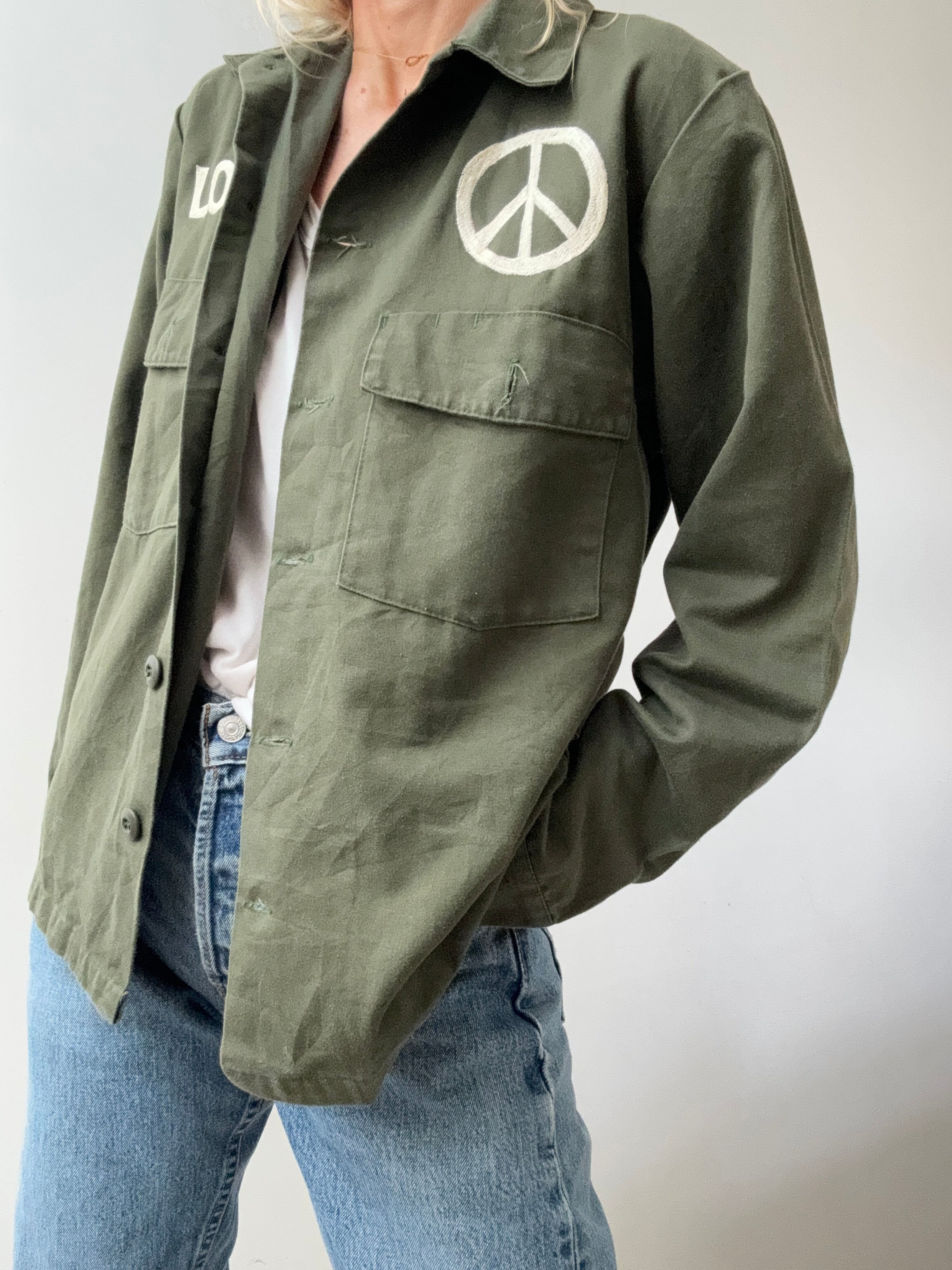 Future Nomads Shirts Small-Medium Love Peace Army Shirt AW241