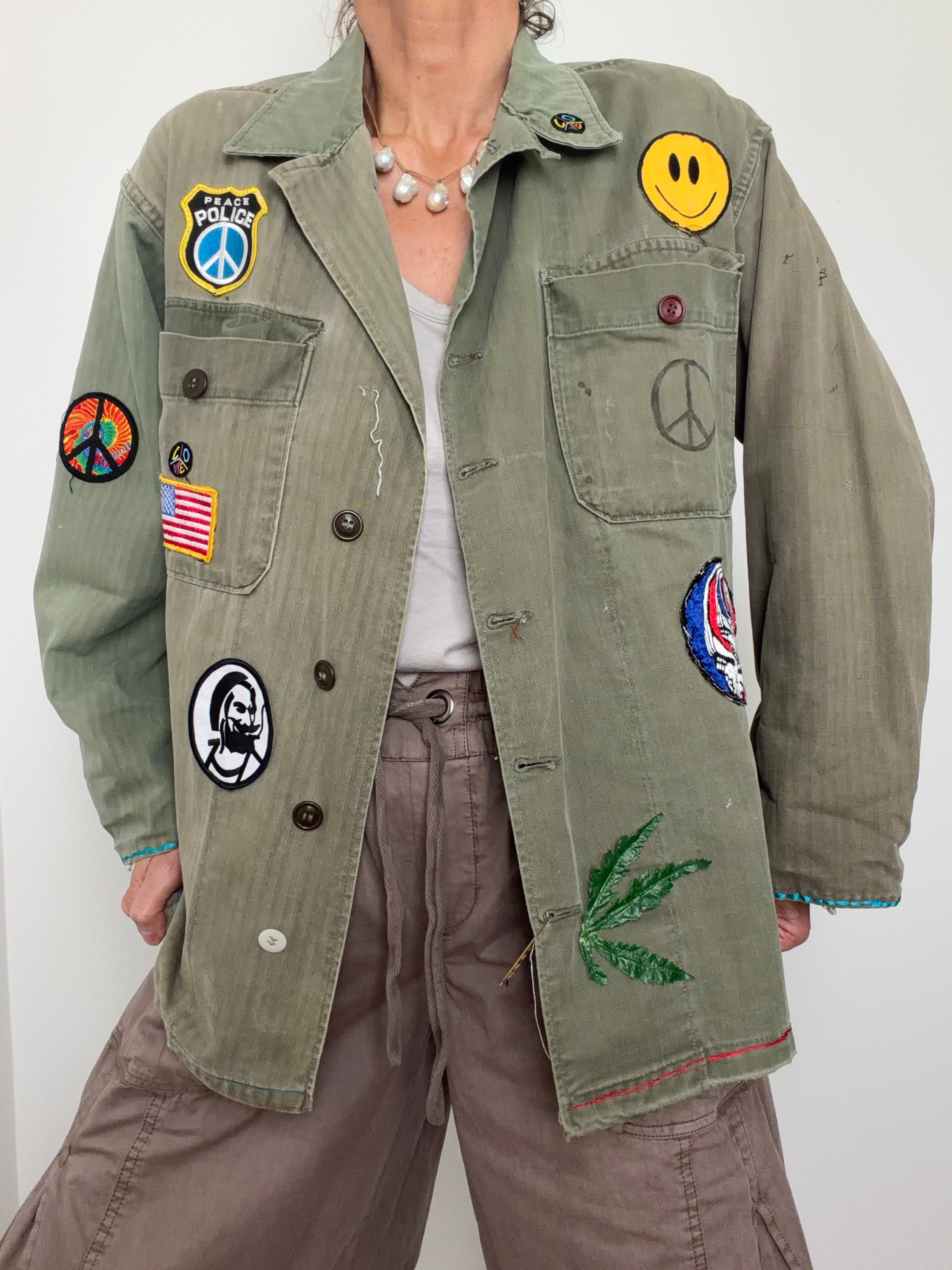Vintage Army Shirt Embroidered Badges