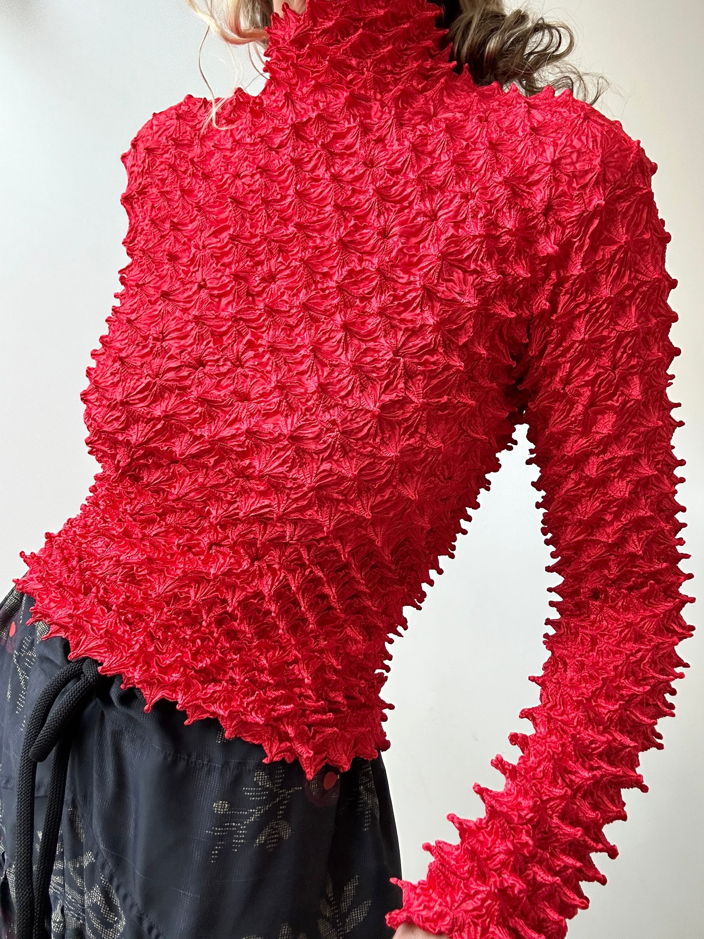 Future Nomads Tops One Size High Neck Crinkle Top Red