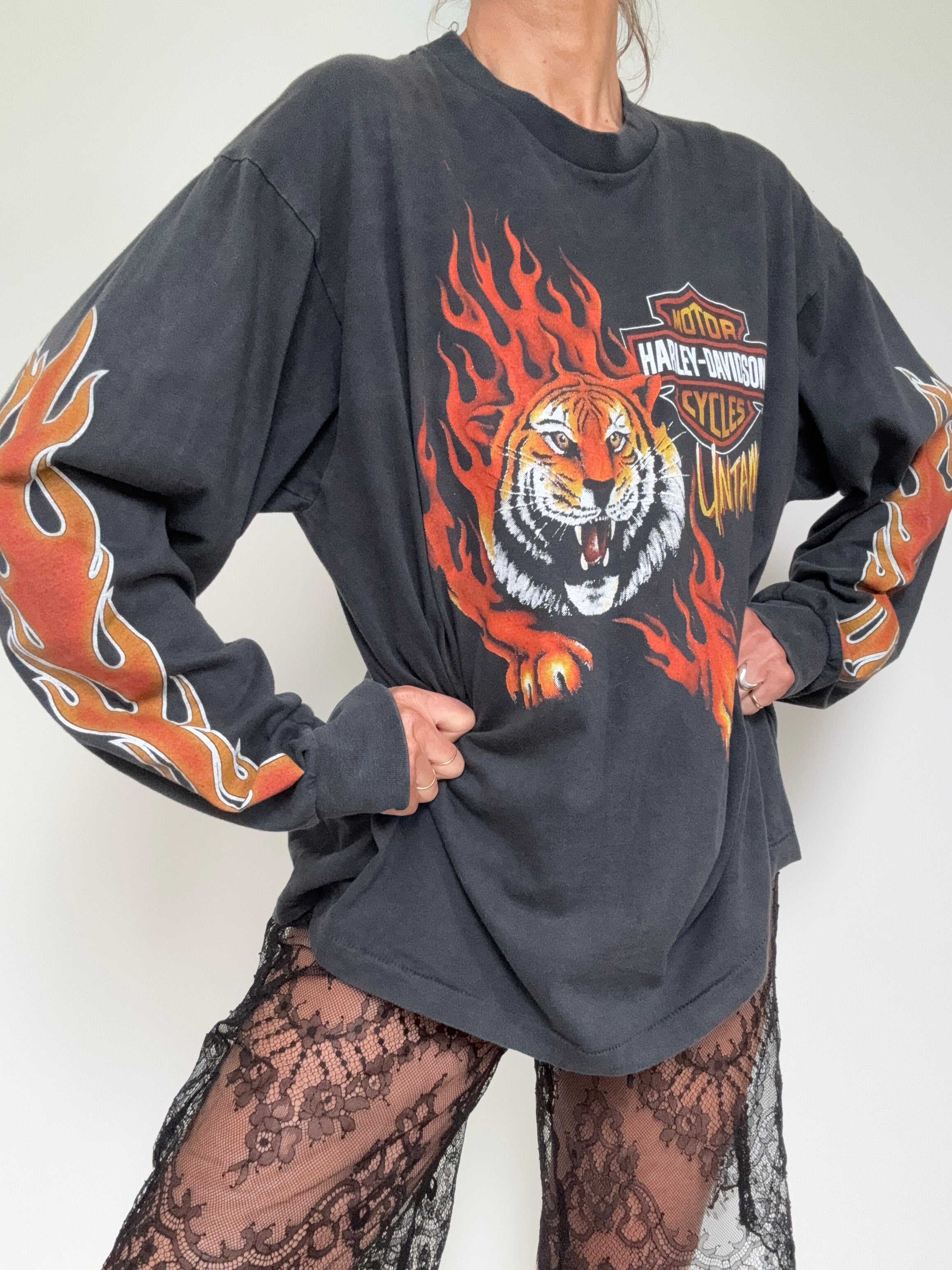 Future Nomads Tops Tiger Harley Davidson Vintage Style Tee