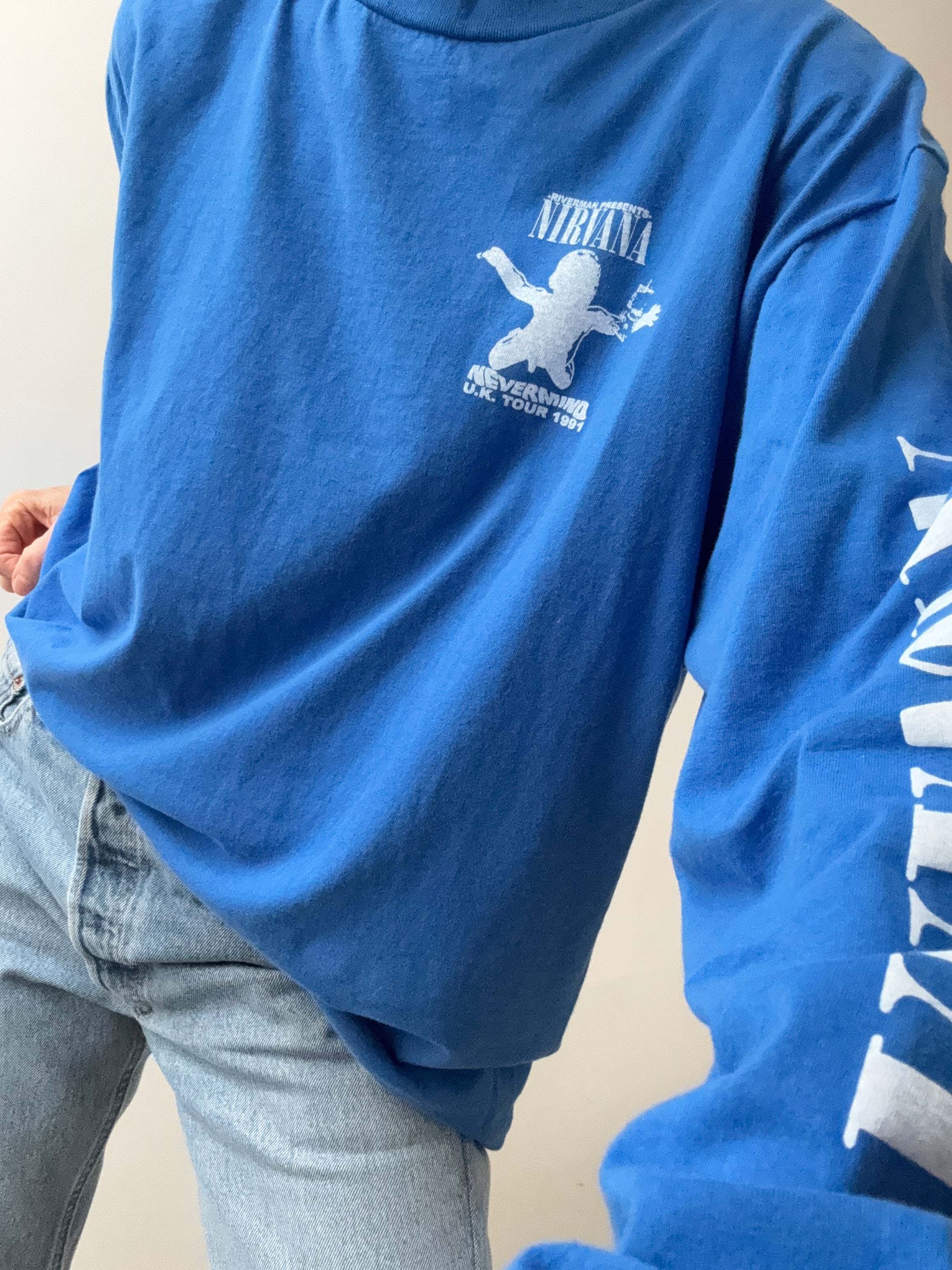 Future Nomads Tops Vintage Style Nevermind Blue Tee Long Sleeve