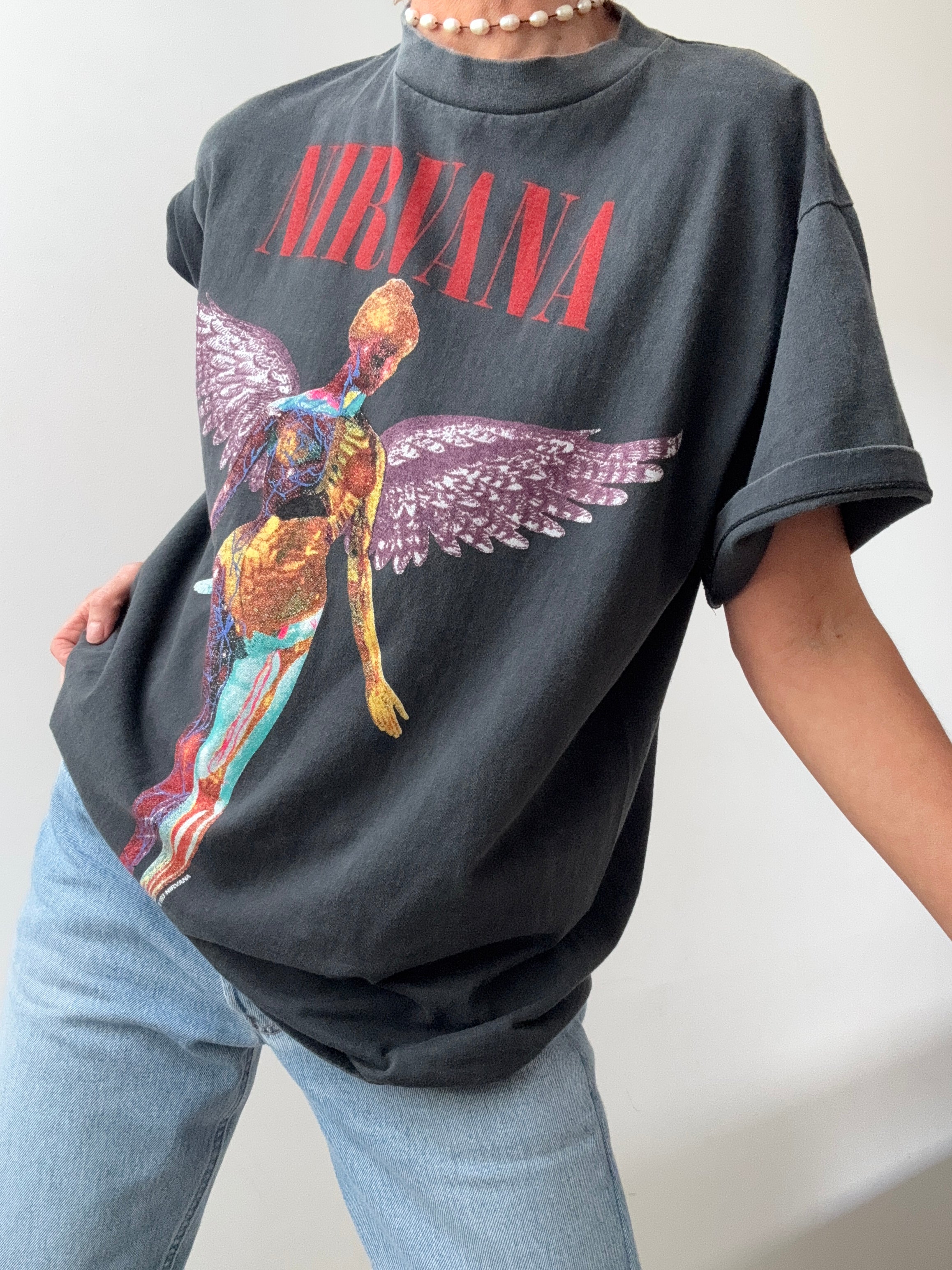 Future Nomads Tops Vintage Style Tee Nirvana Black 22