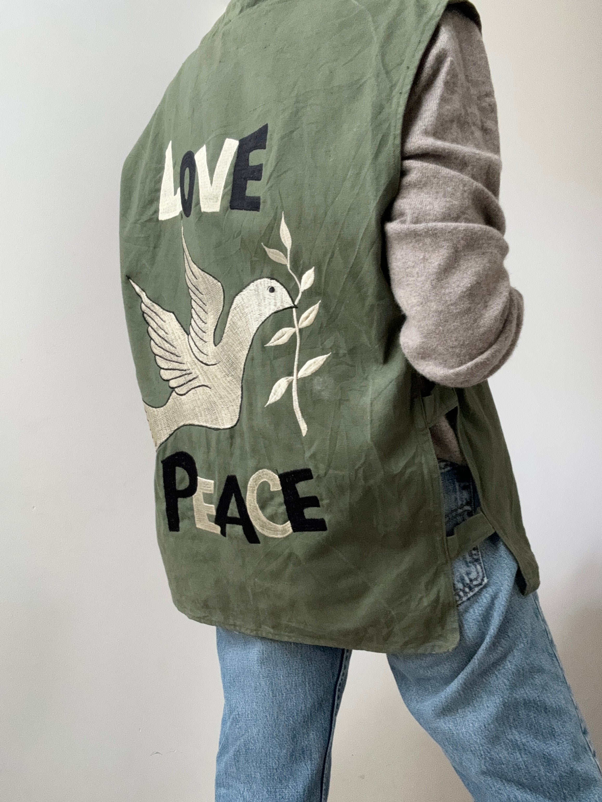 Future Nomads Vests Large Love Peace Army Vest AW240