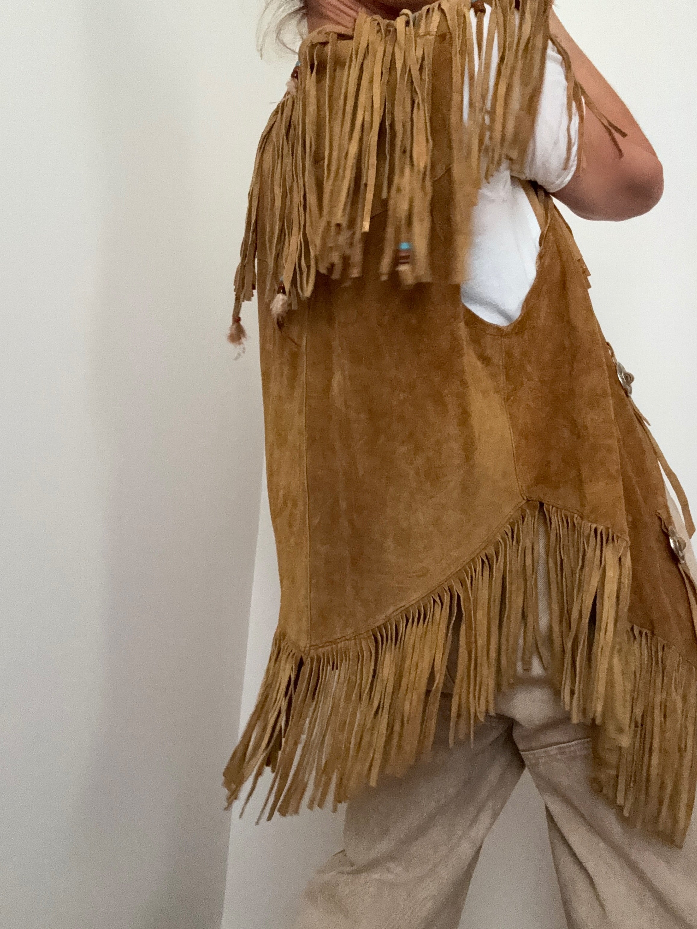 Tabinos Suede Tassel Vest | Vests