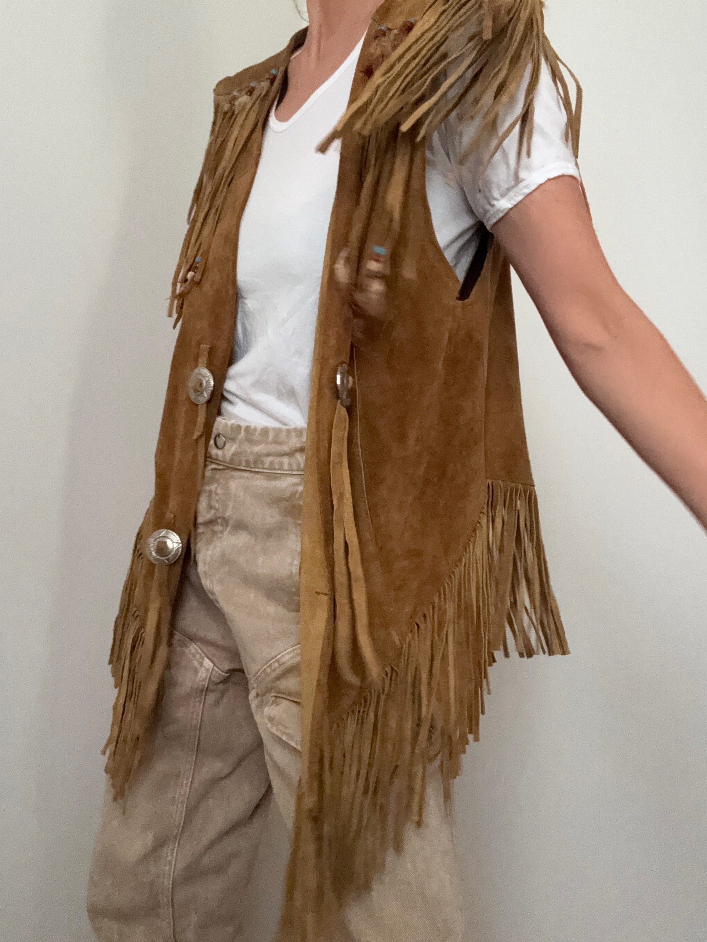 Tabinos Suede Tassel Vest | Vests