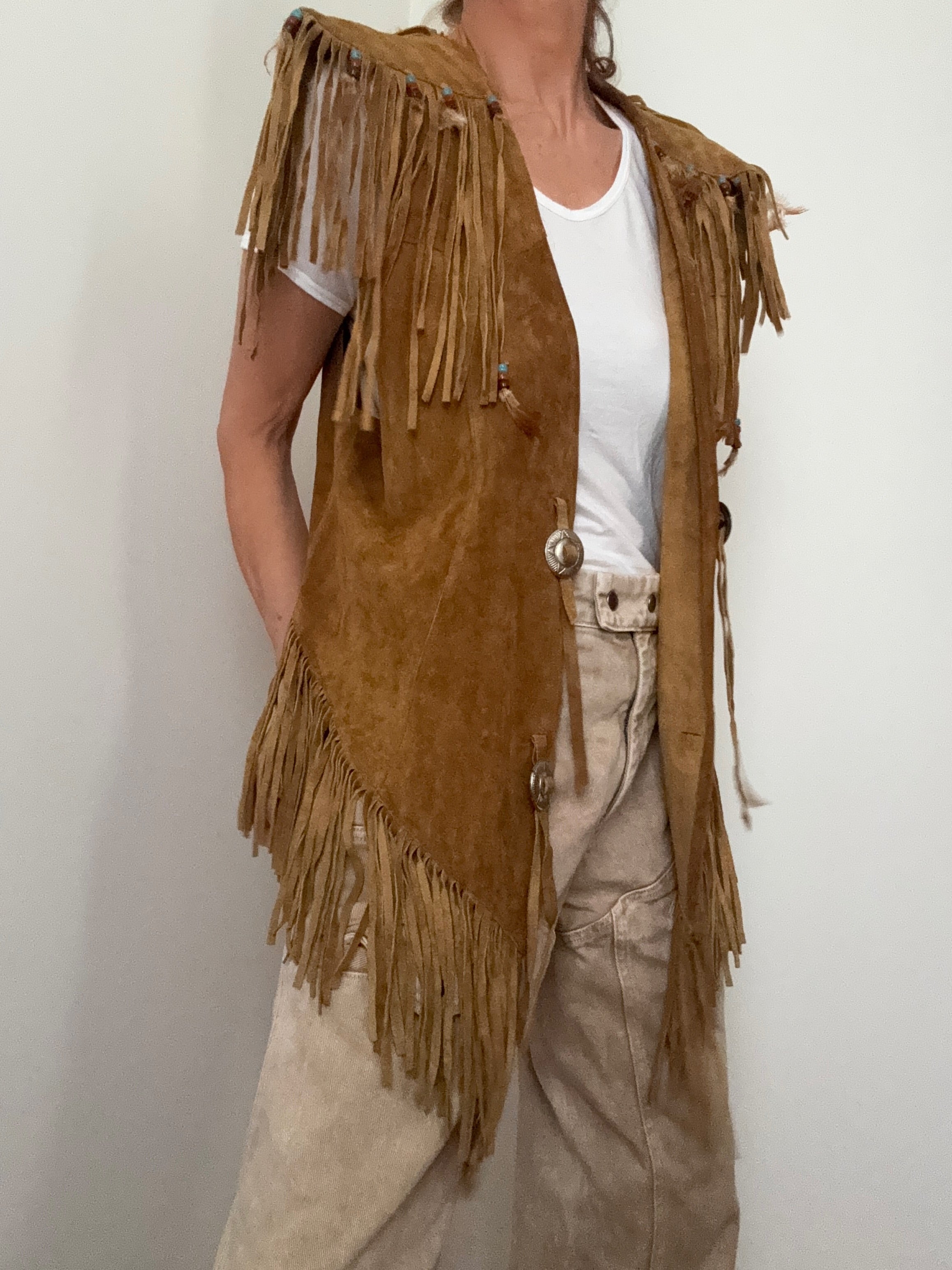Tabinos Suede Tassel Vest | Vests