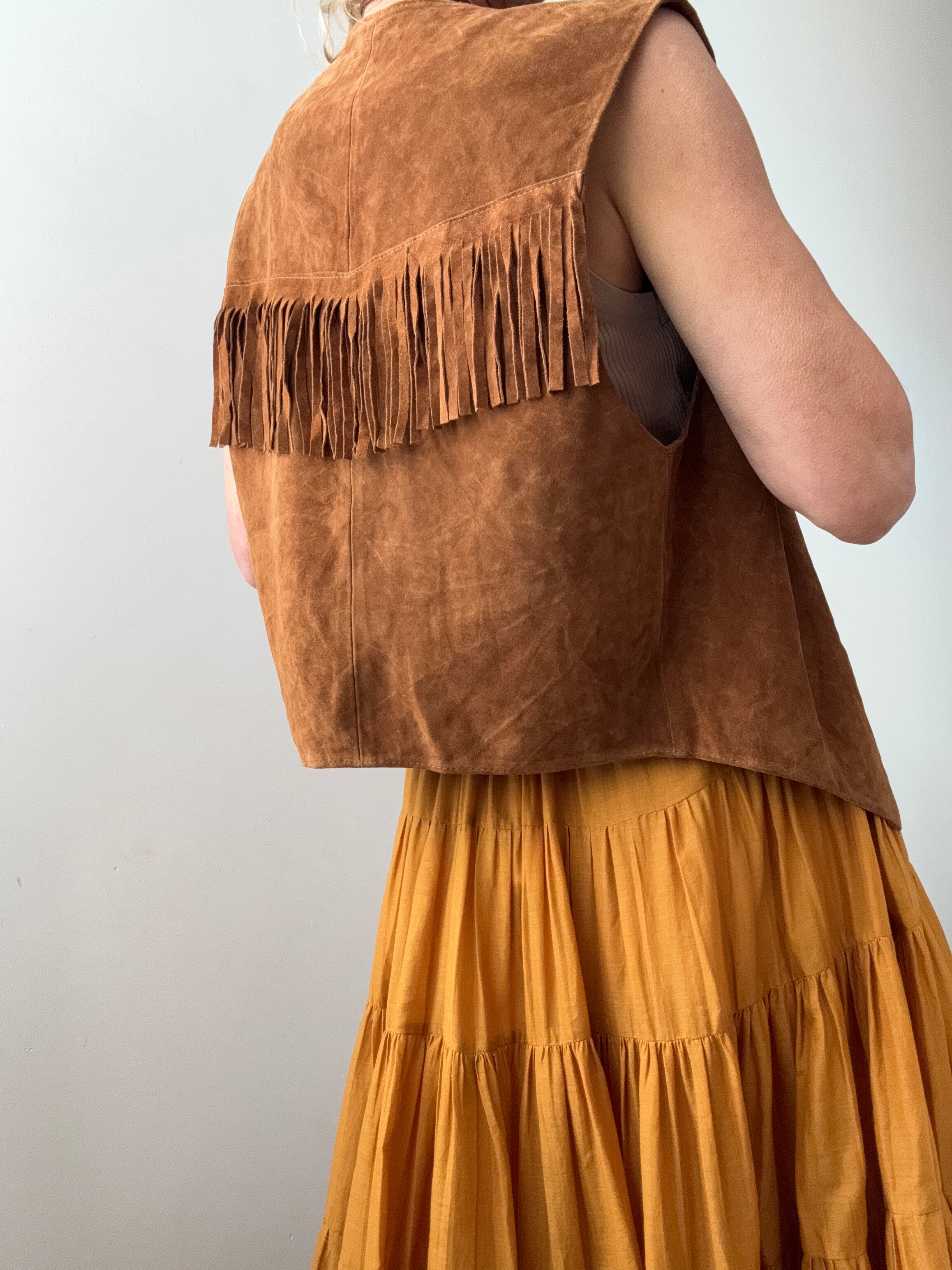 Future Nomads Vests Medium-Large Vintage Suede Leather Tassel Vest