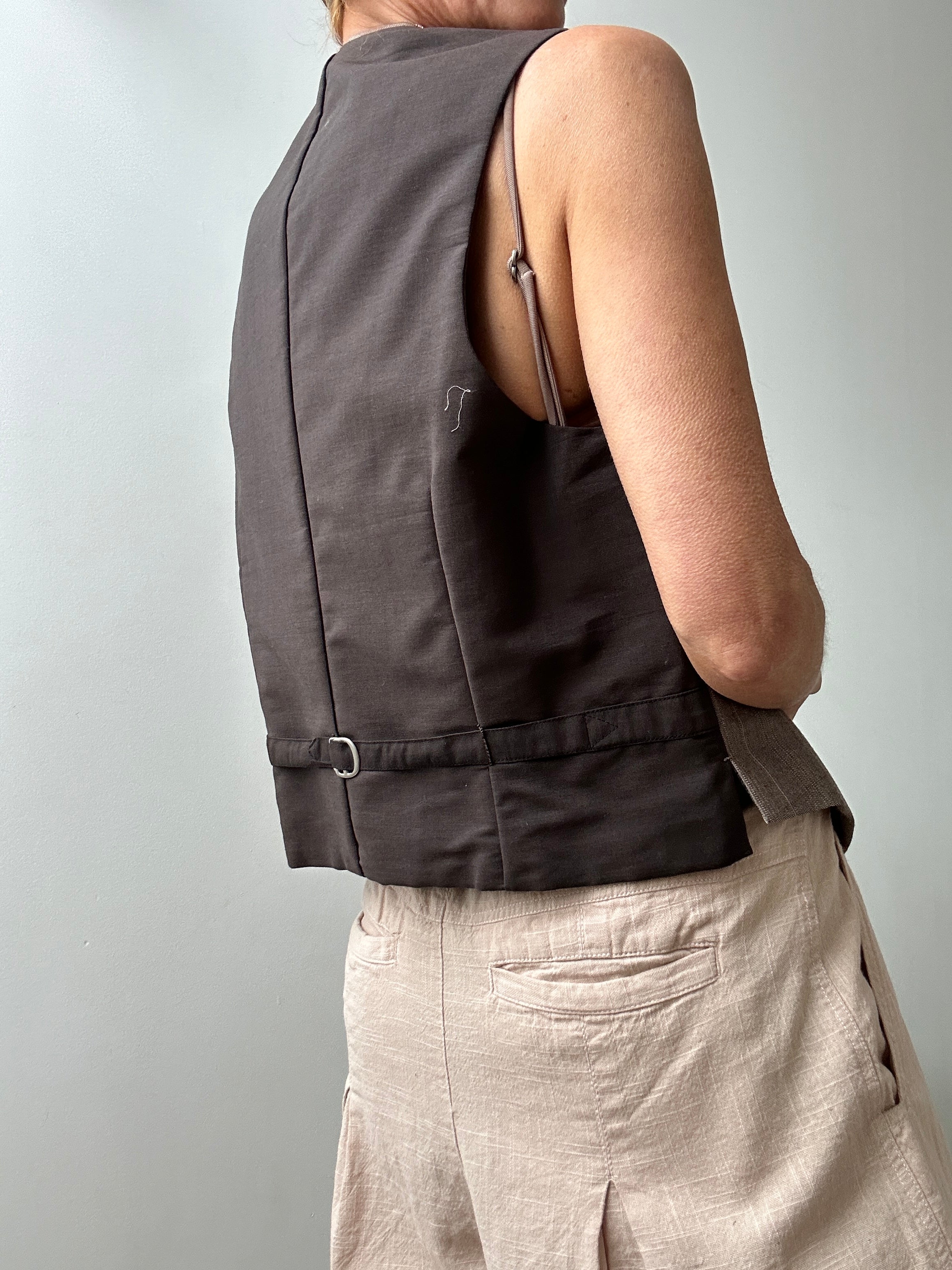 Future Nomads Vests Medium Vintage Suit Vest Brown Checked