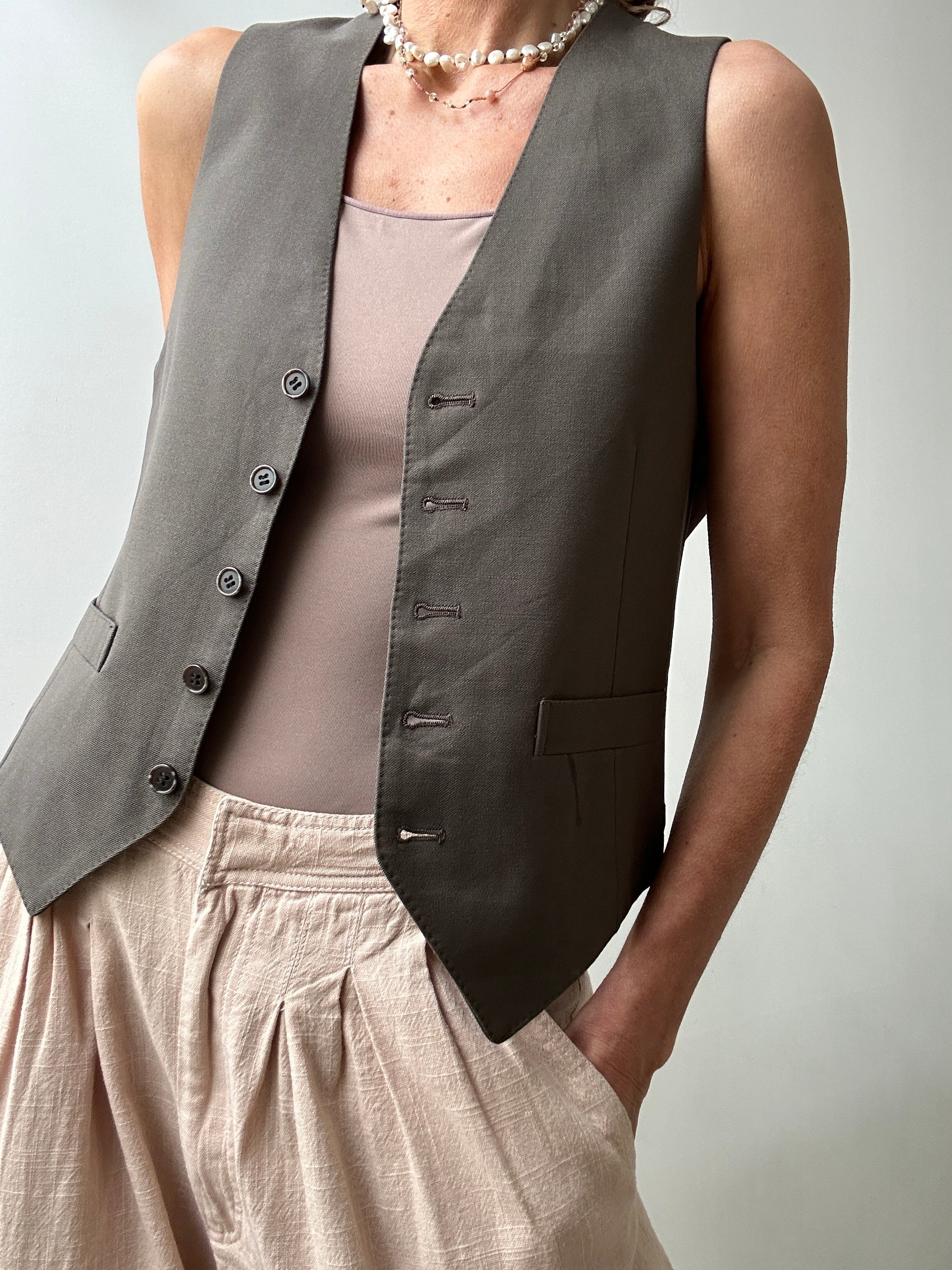 Future Nomads Vests Medium Vintage Suit Vest Grey Brown