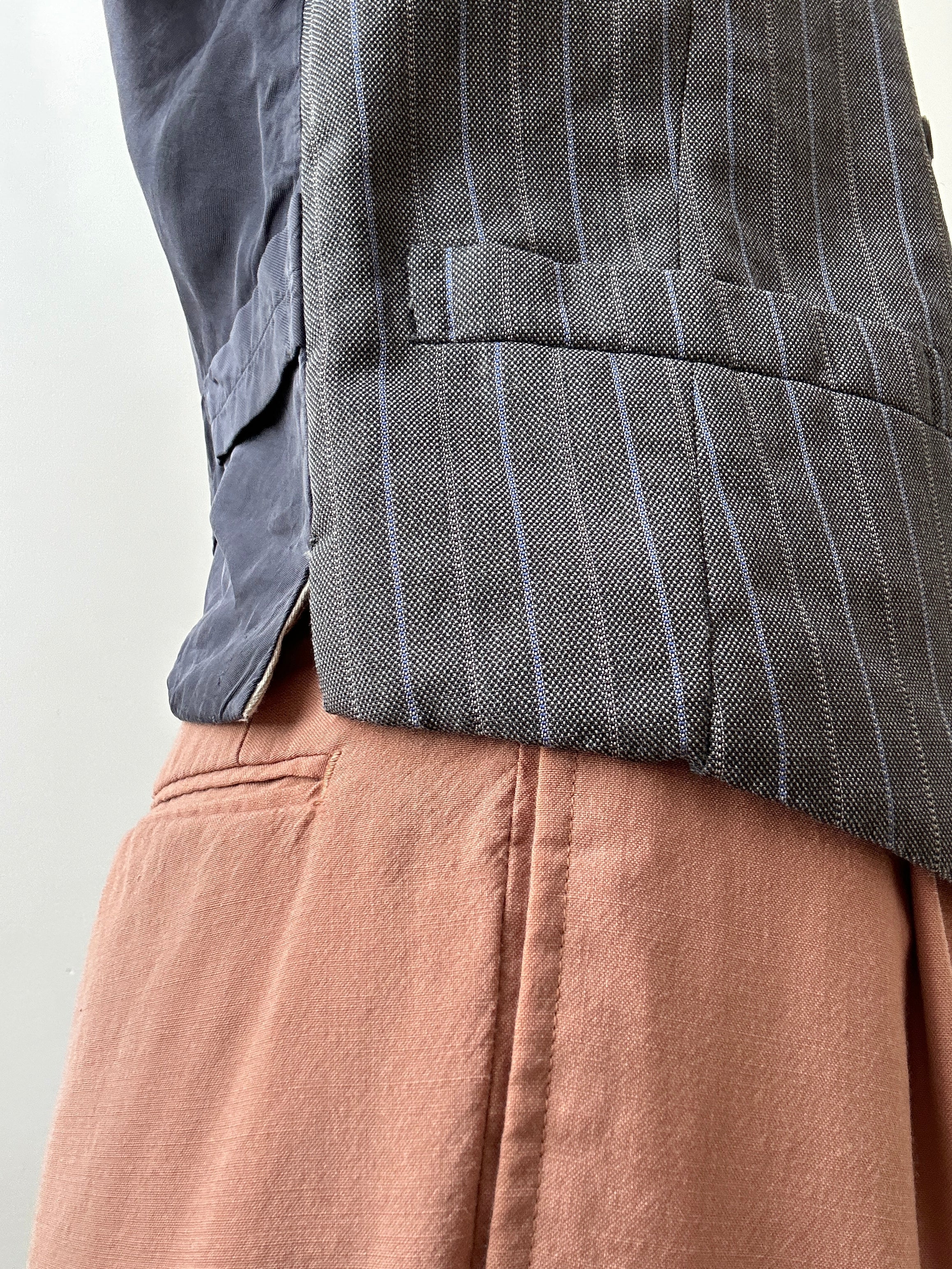 Future Nomads Vests Medium Vintage Suit Vest Mid Grey Blue Stripe