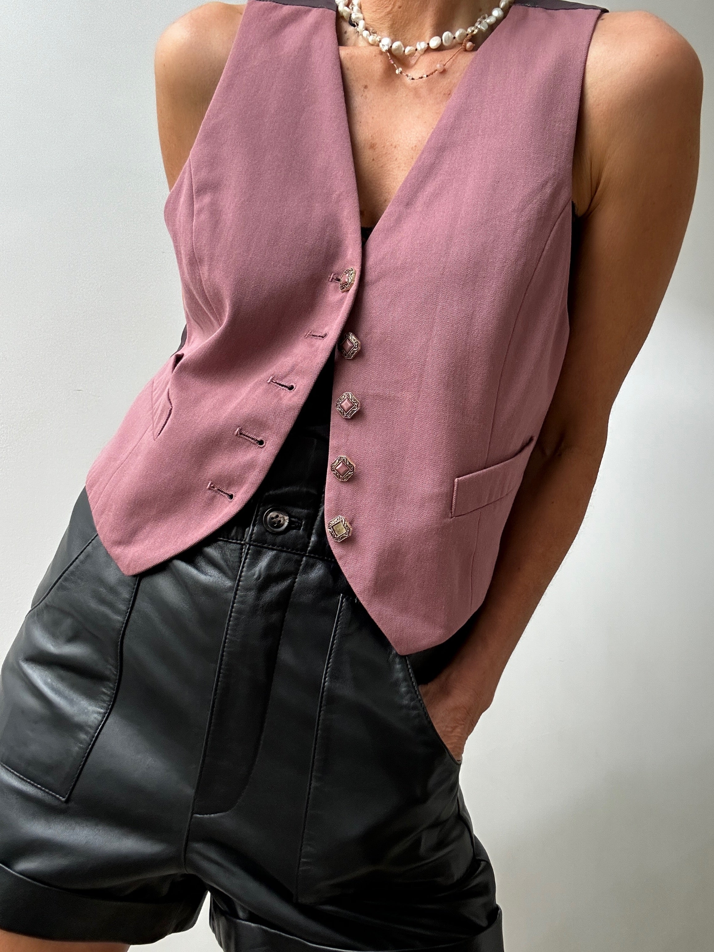 Future Nomads Vests Medium Vintage Suit Vest Rose