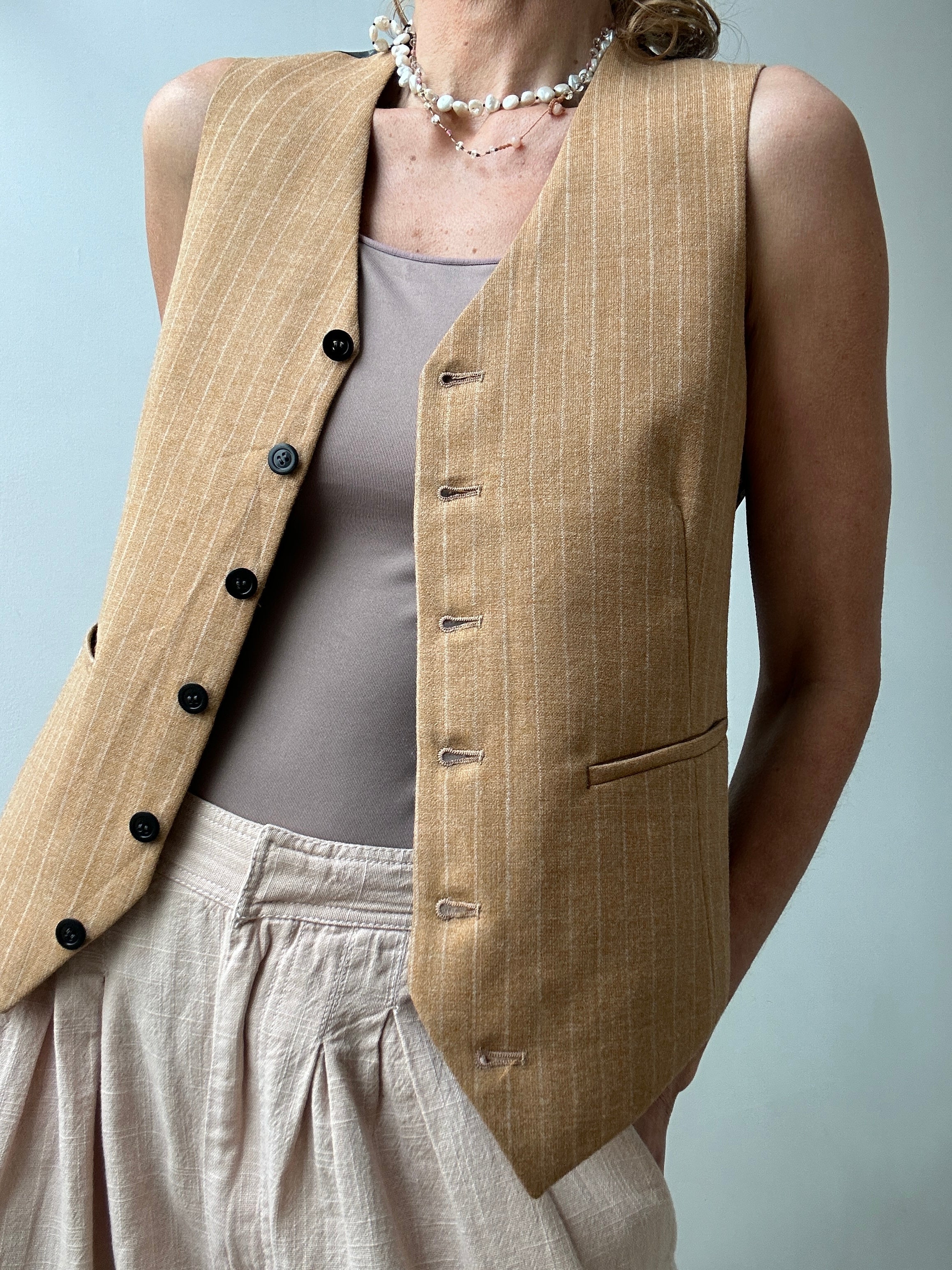 Future Nomads Vests Small-Medium Vintage Suit Vest Gold Stripe