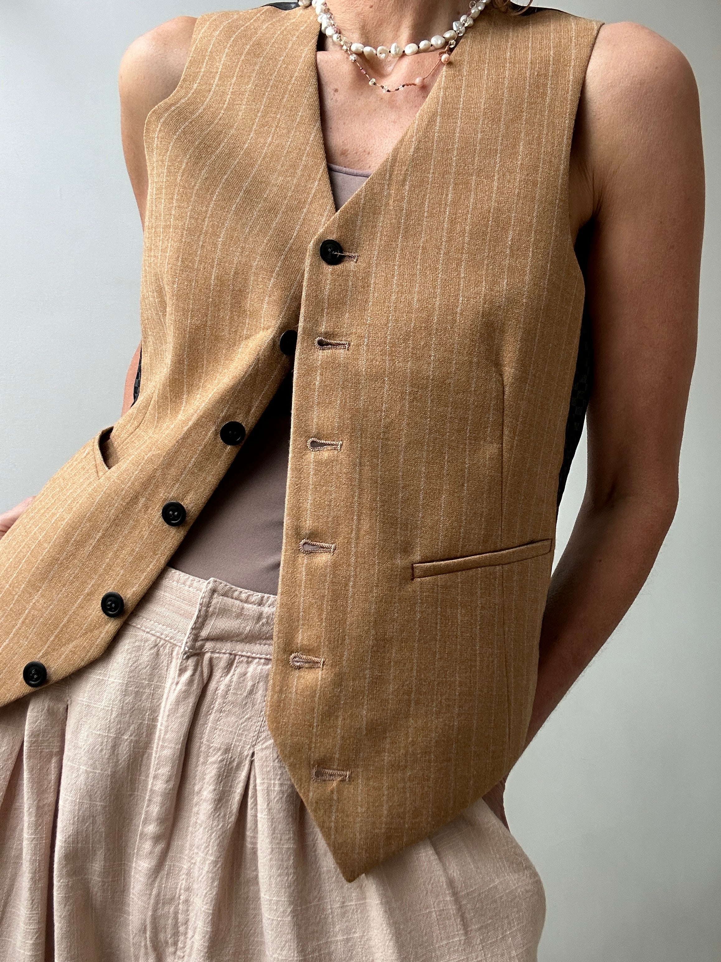 Future Nomads Vests Small-Medium Vintage Suit Vest Gold Stripe