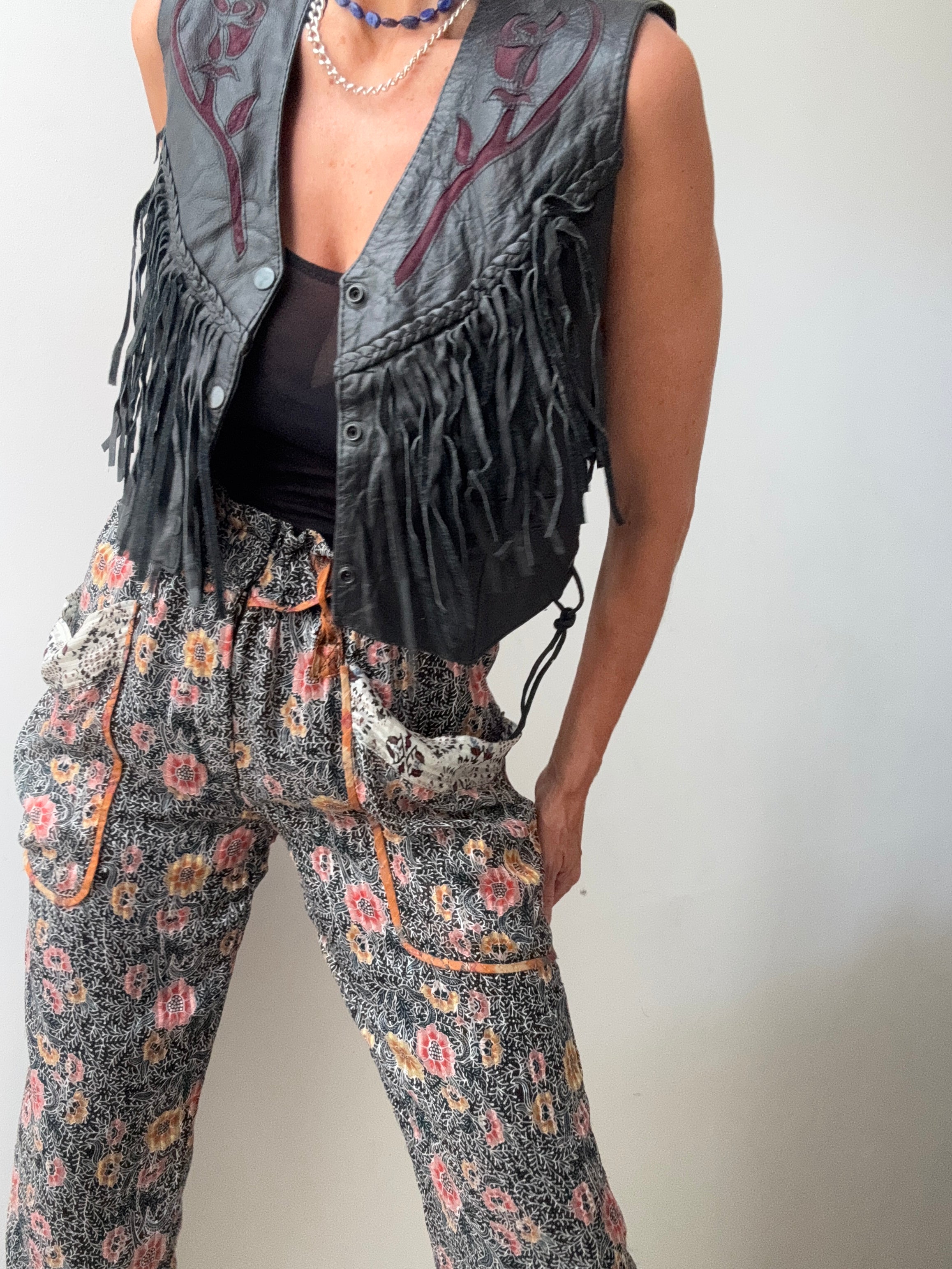 Vintage Roses Leather Vest | Vests