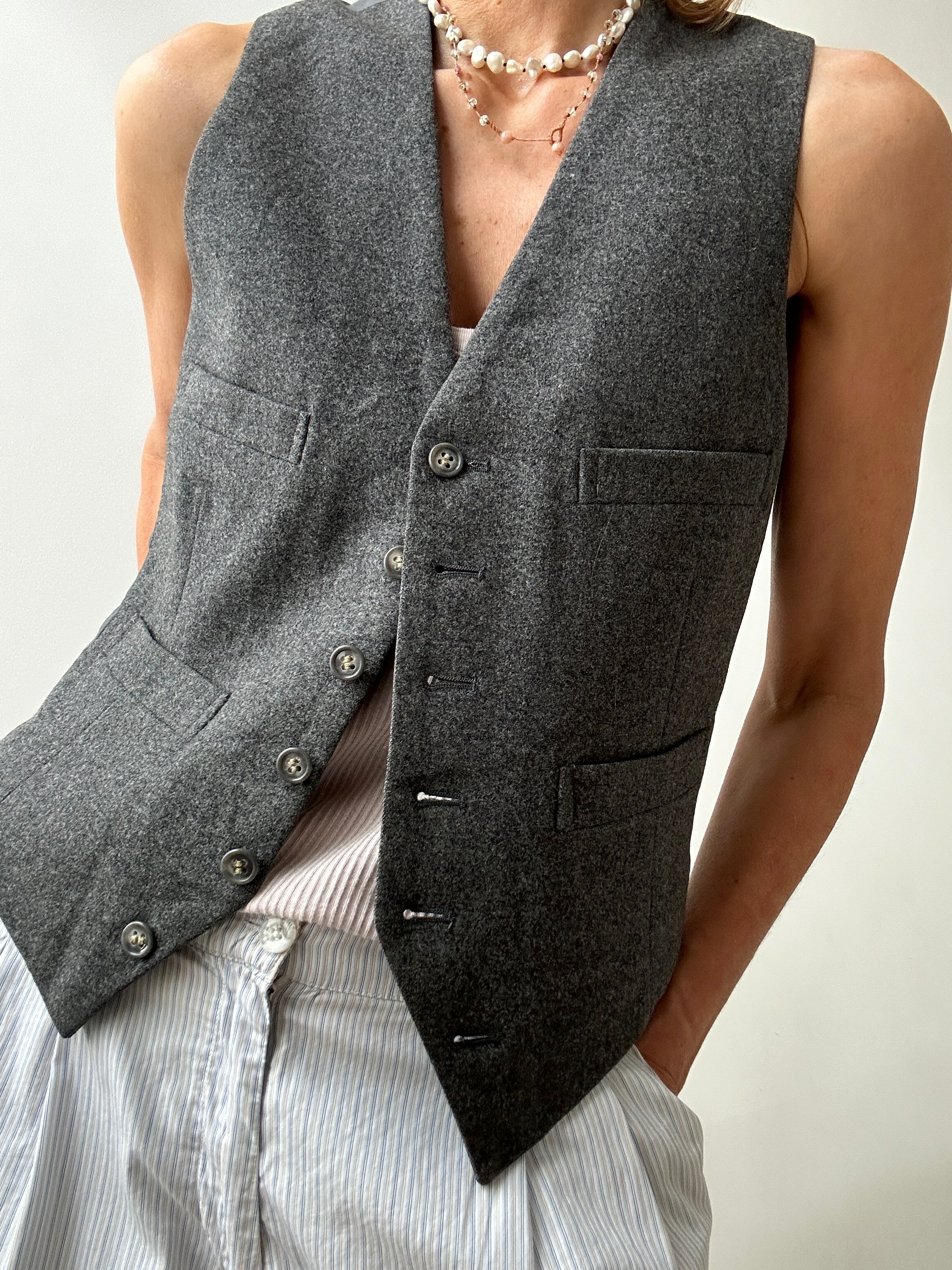 Future Nomads Vests Small Vintage Suit Vest Classic Grey Wool