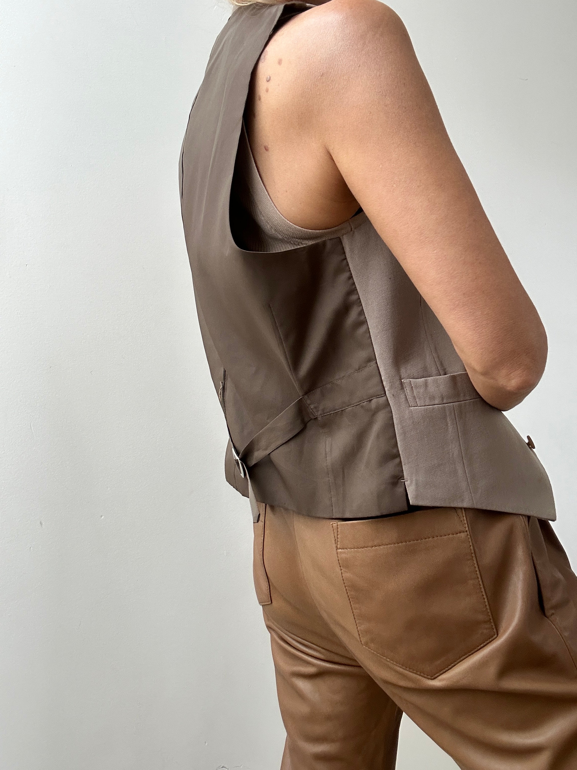 Future Nomads Vests Small Vintage Suit Vest Tan Beige
