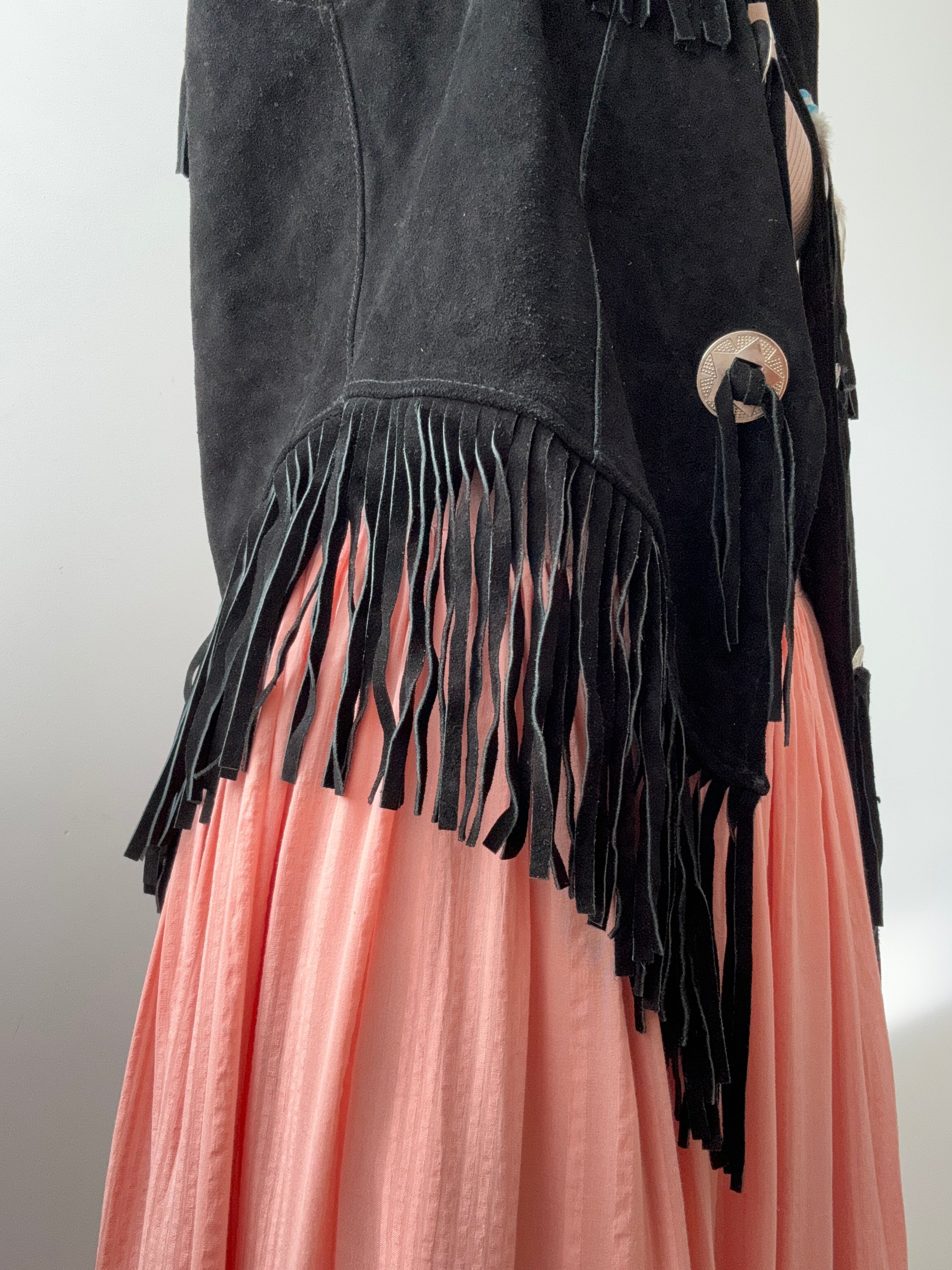 Future Nomads Vests XLarge Vintage Feather and Tassel Suede Leather Vest