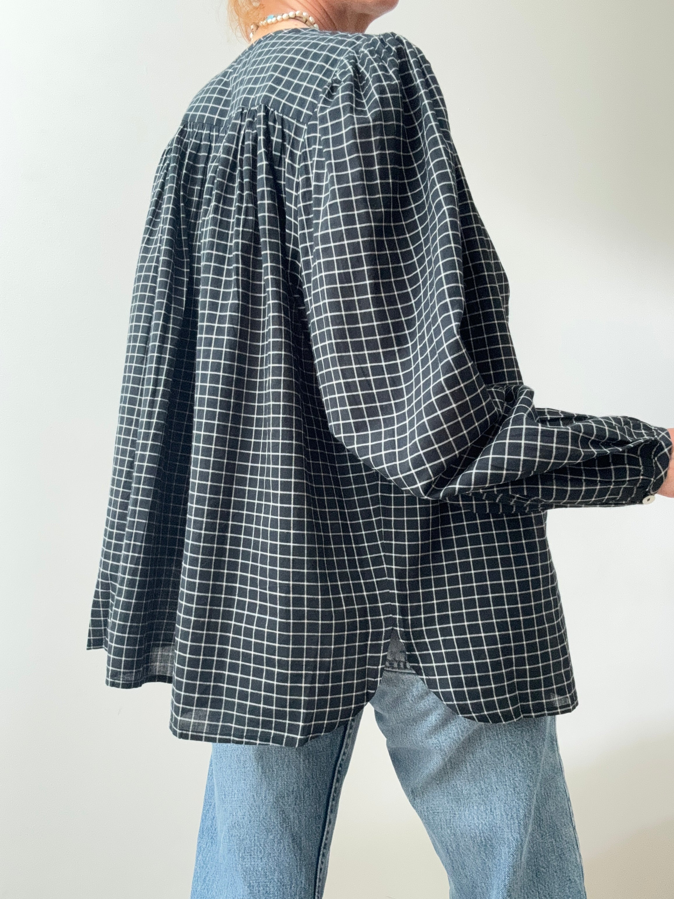 Organic Cotton Almond Check Shirt Black | Shirts