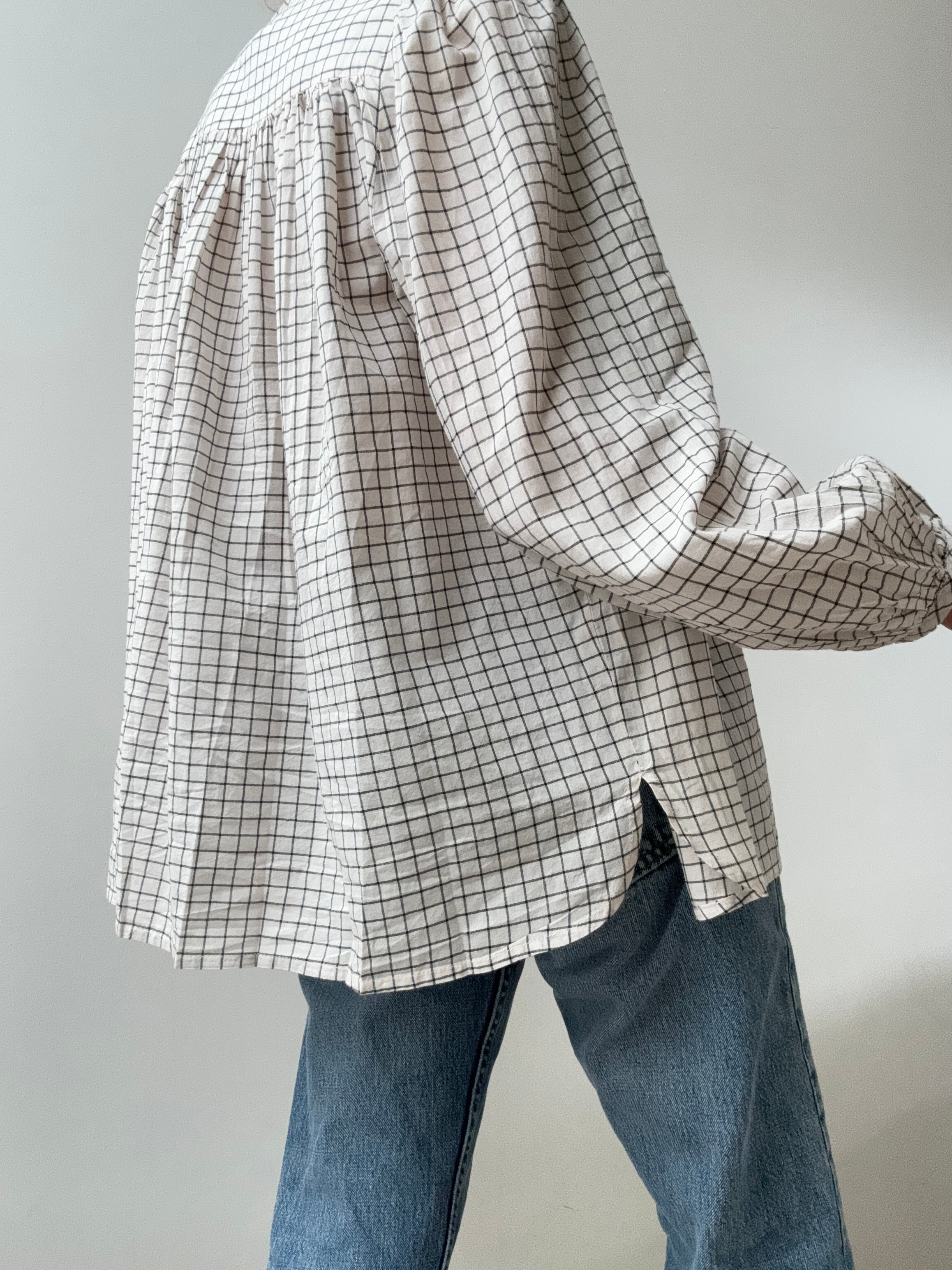 Organic Cotton Almond Check Shirt Ecru | Shirts