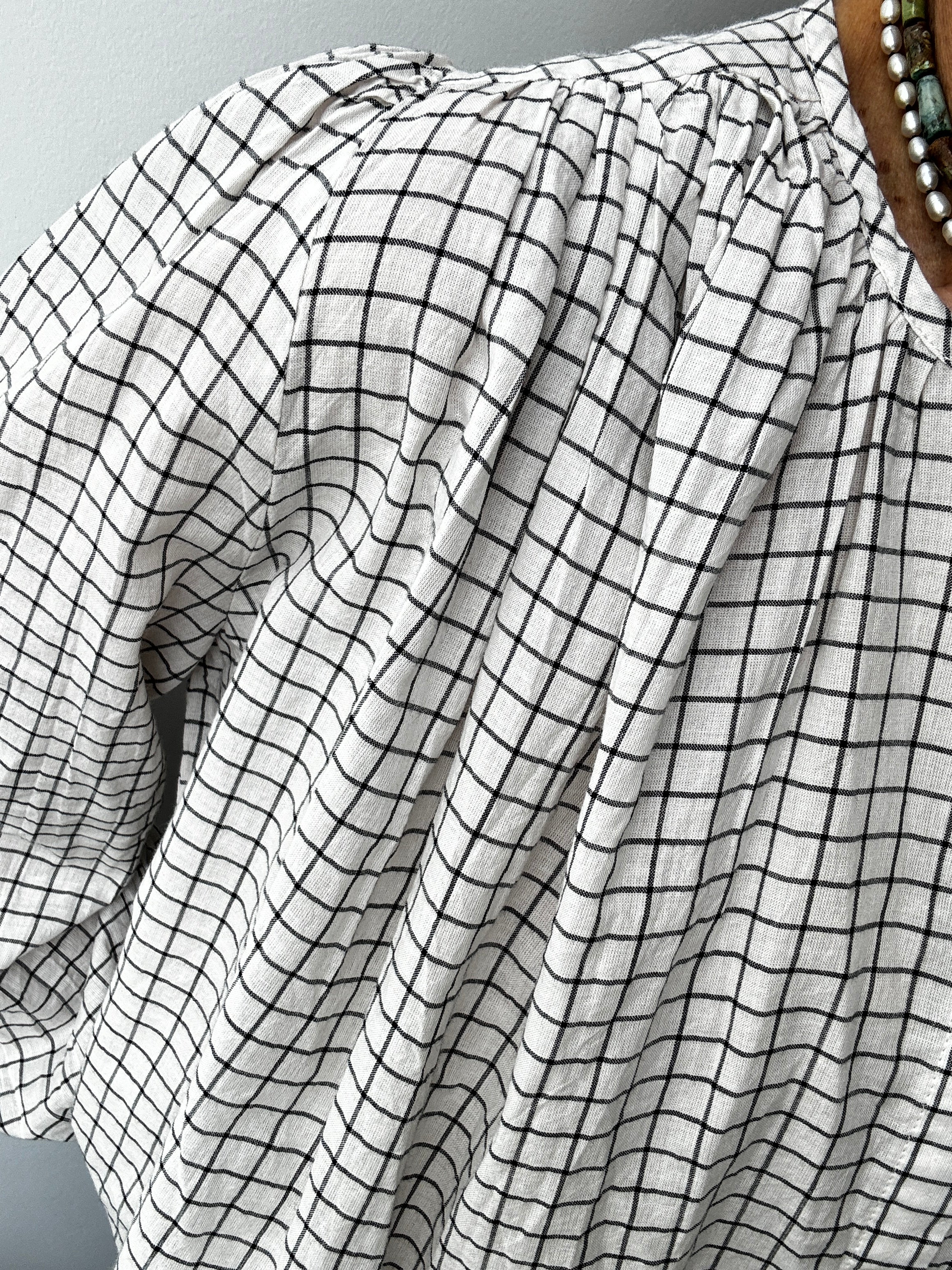 Organic Cotton Almond Check Shirt Ecru | Shirts