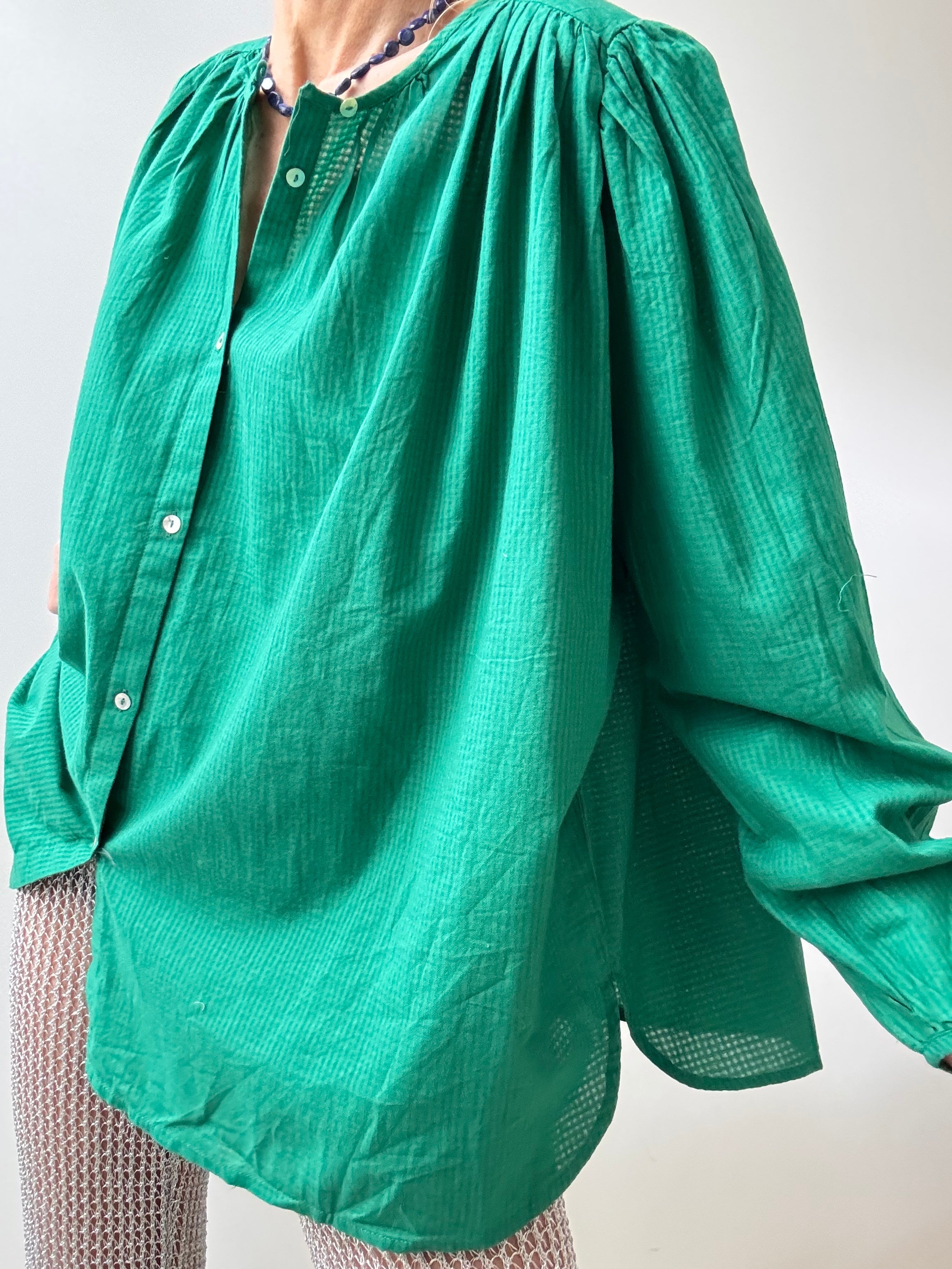 Galeries Lafayette Shirts Organic Cotton Shirt Green