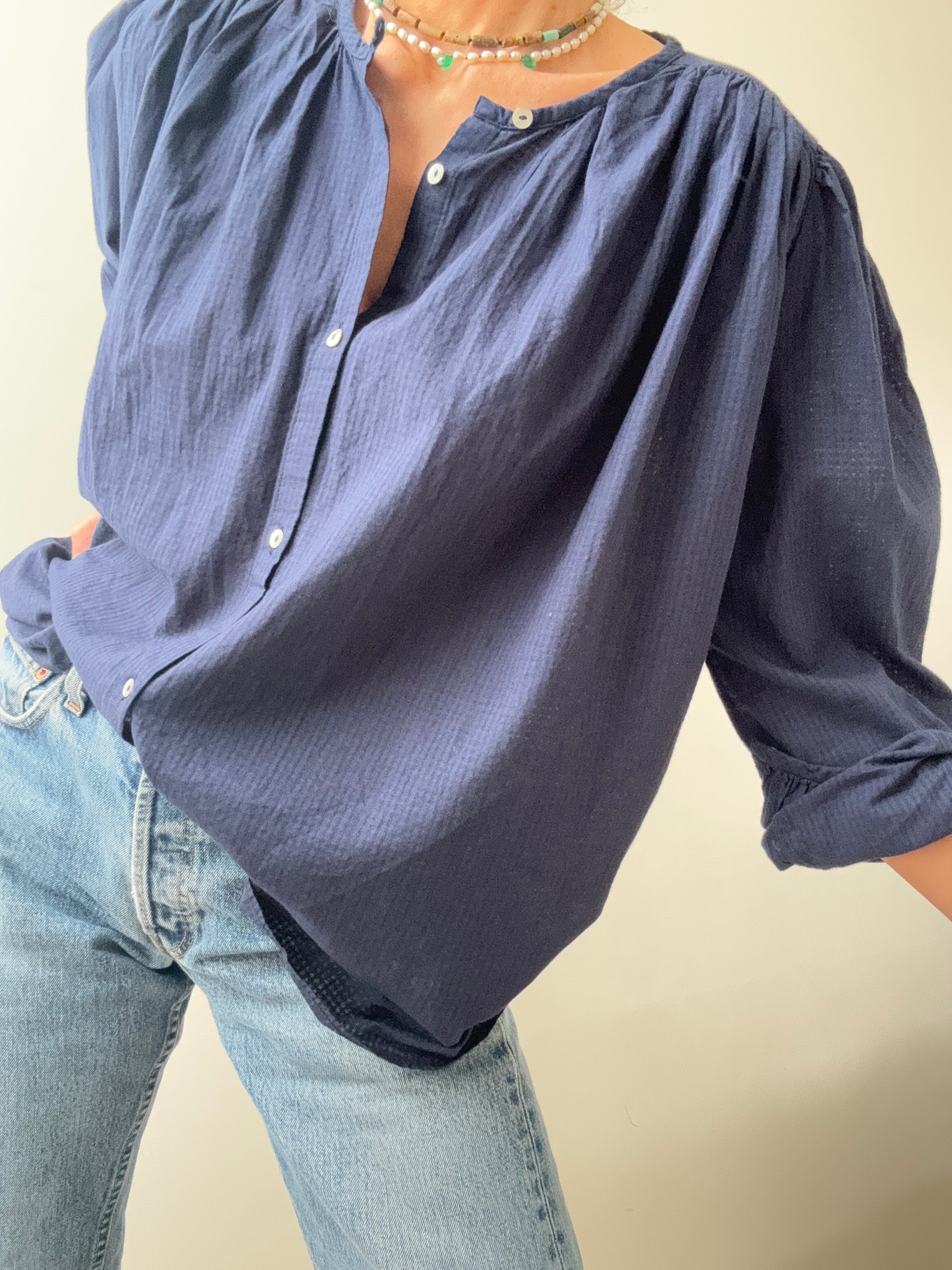 Galeries Lafayette Shirts Organic Cotton Shirt Navy