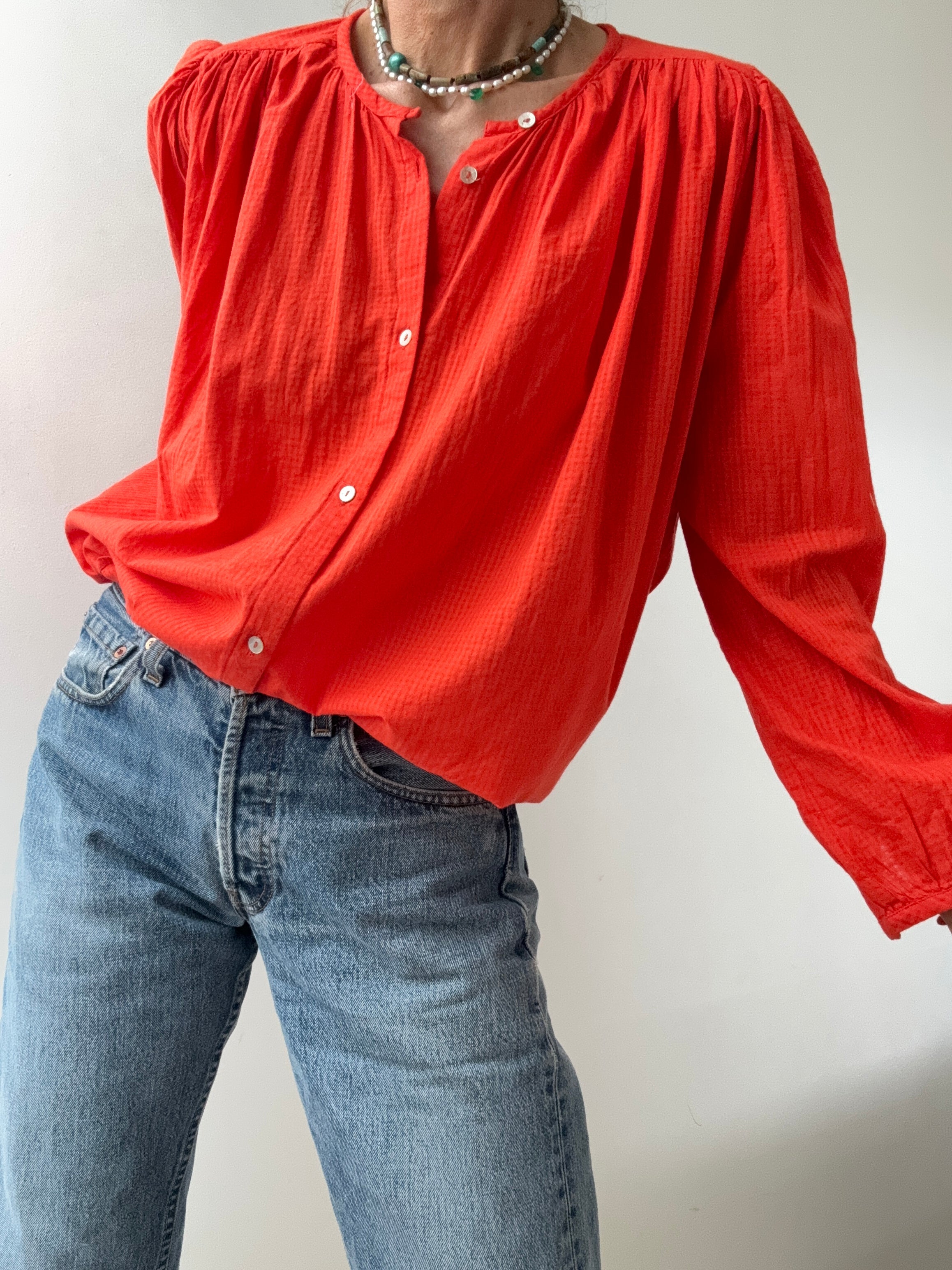 Galeries Lafayette Shirts Organic Cotton Shirt Orange