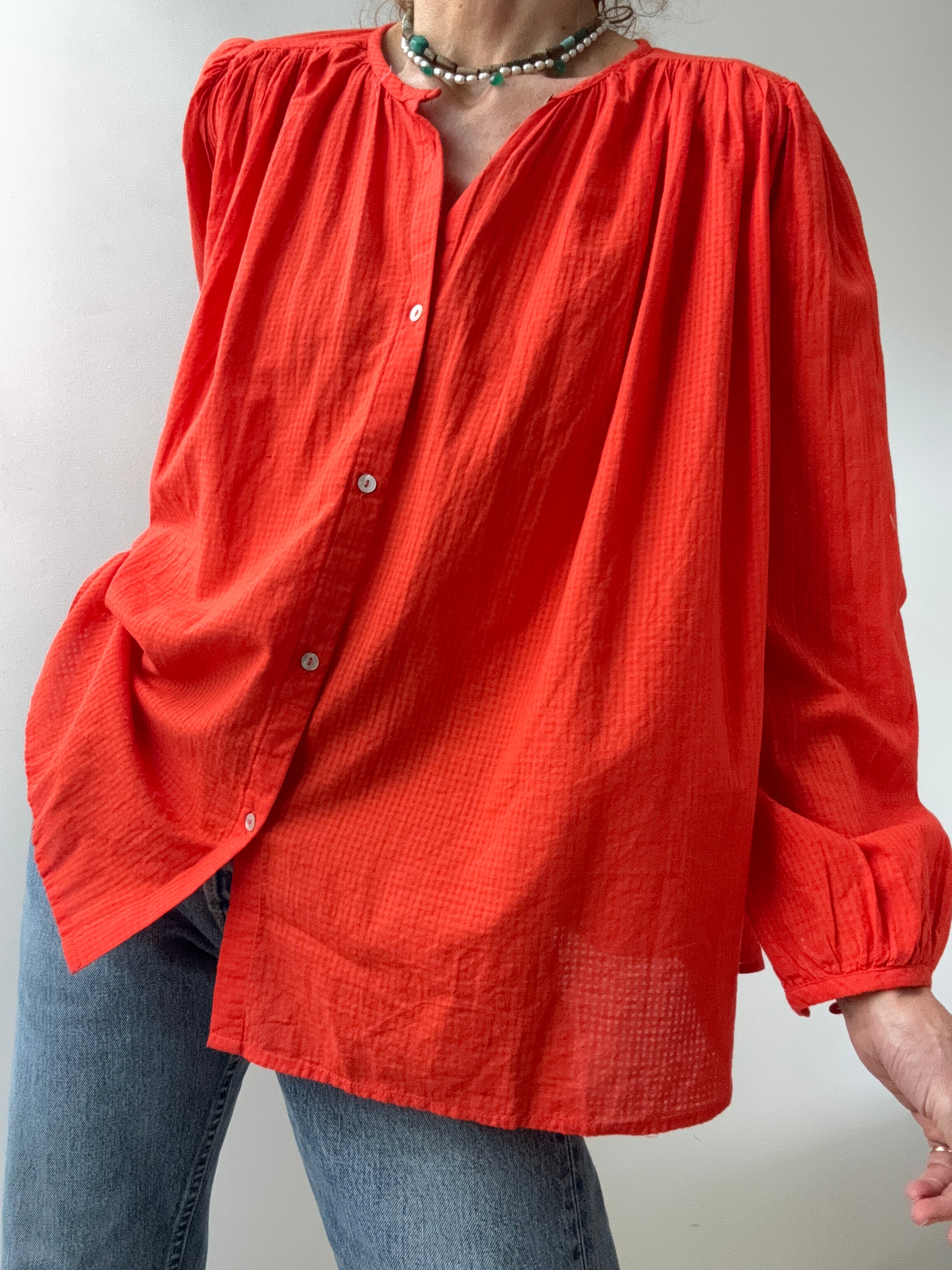 Galeries Lafayette Shirts Organic Cotton Shirt Orange