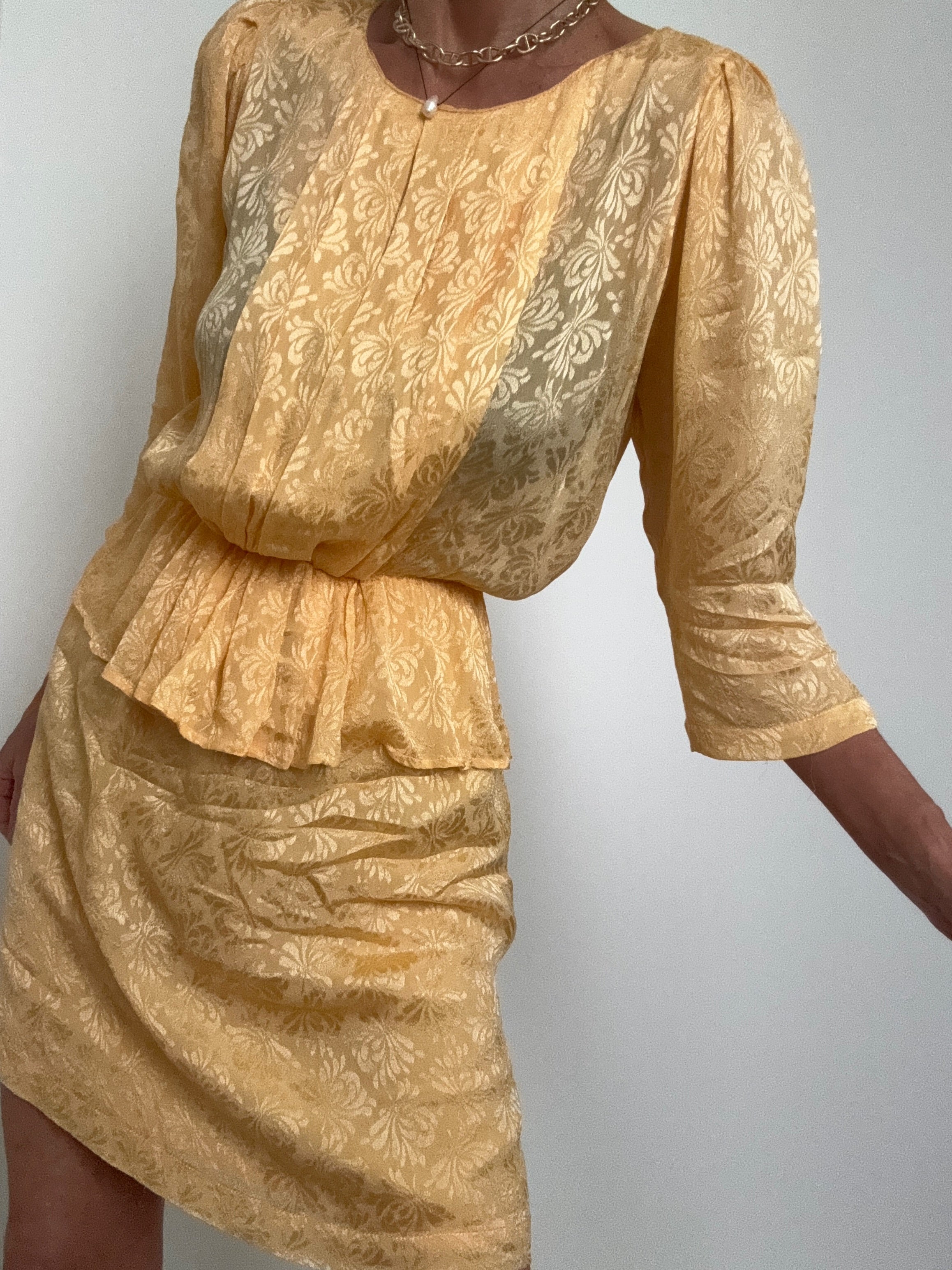 Ganni Dresses Ganni Peplum Waist Dress Yellow