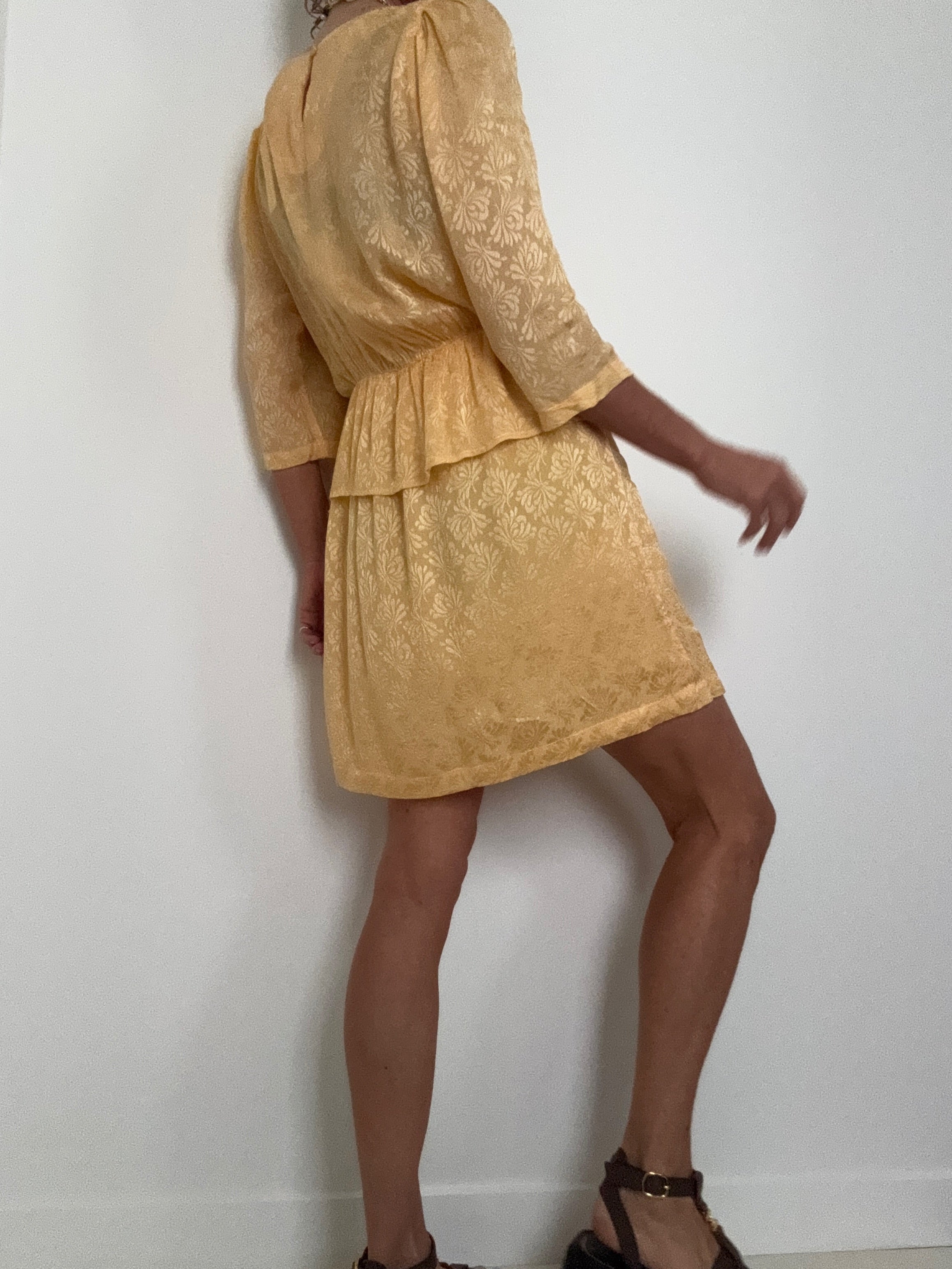 Ganni Dresses Ganni Peplum Waist Dress Yellow