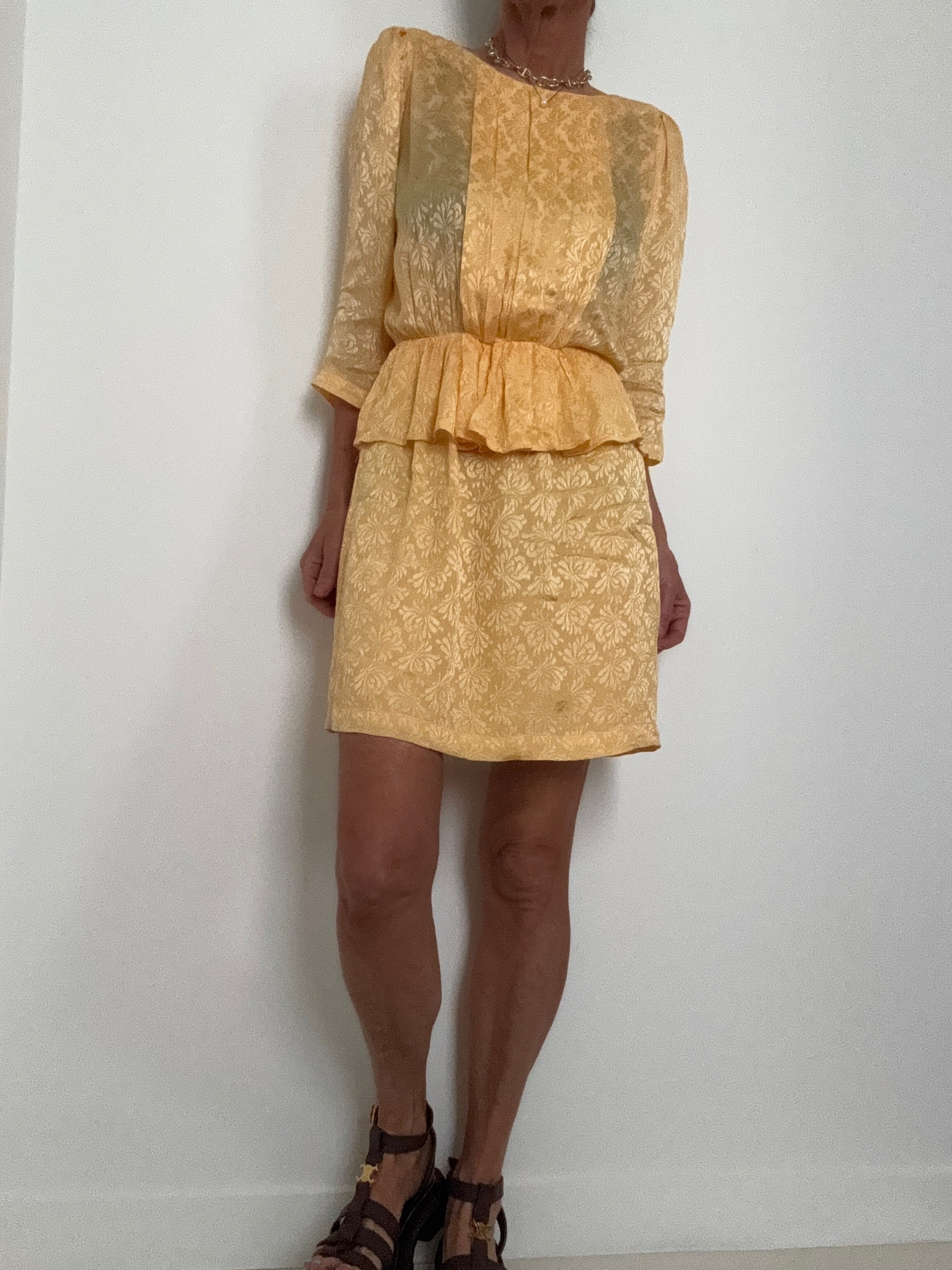 Ganni Dresses Ganni Peplum Waist Dress Yellow