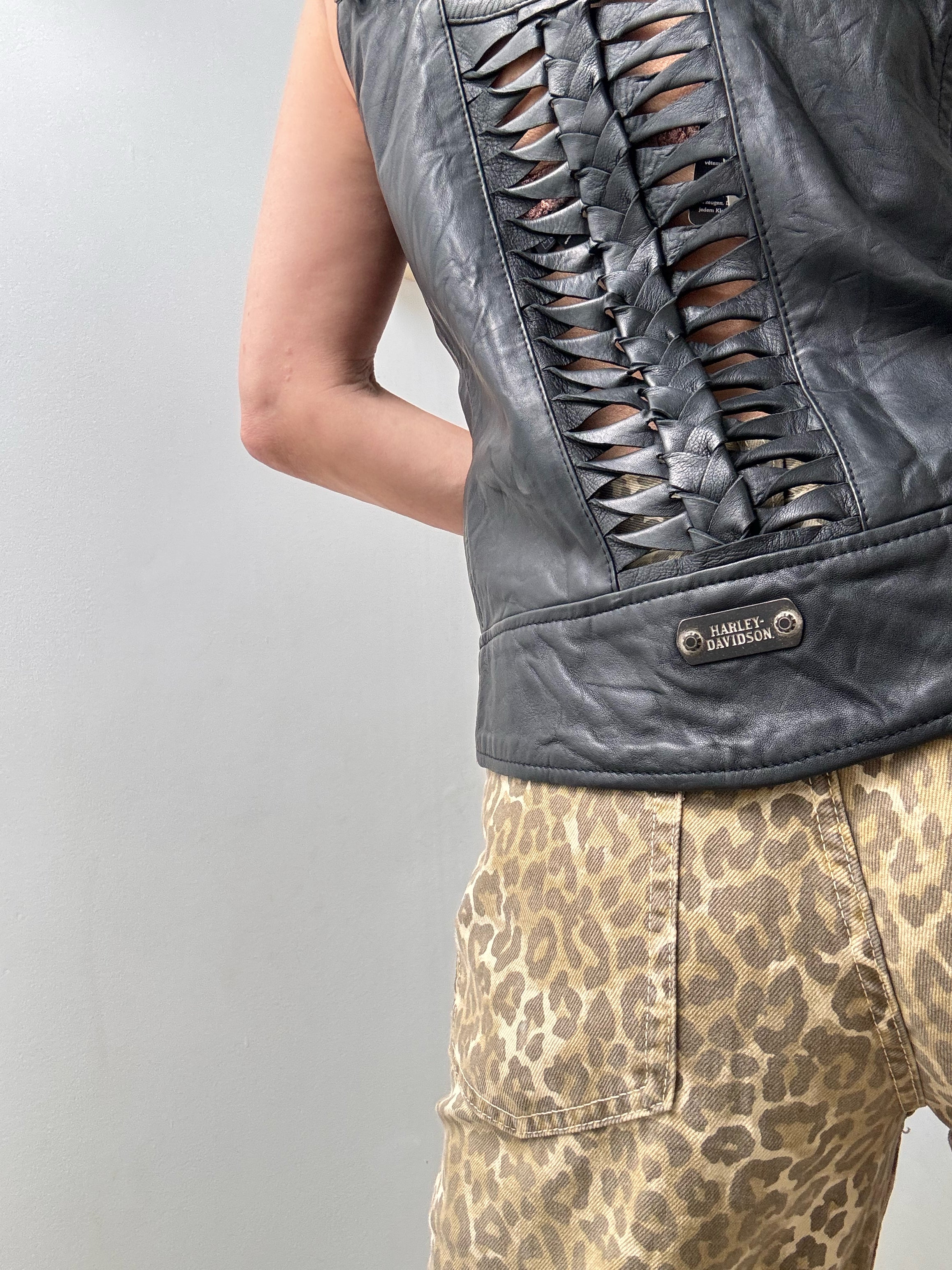 Harley Davidson Embossed Fishbone Leather Vest | Vests