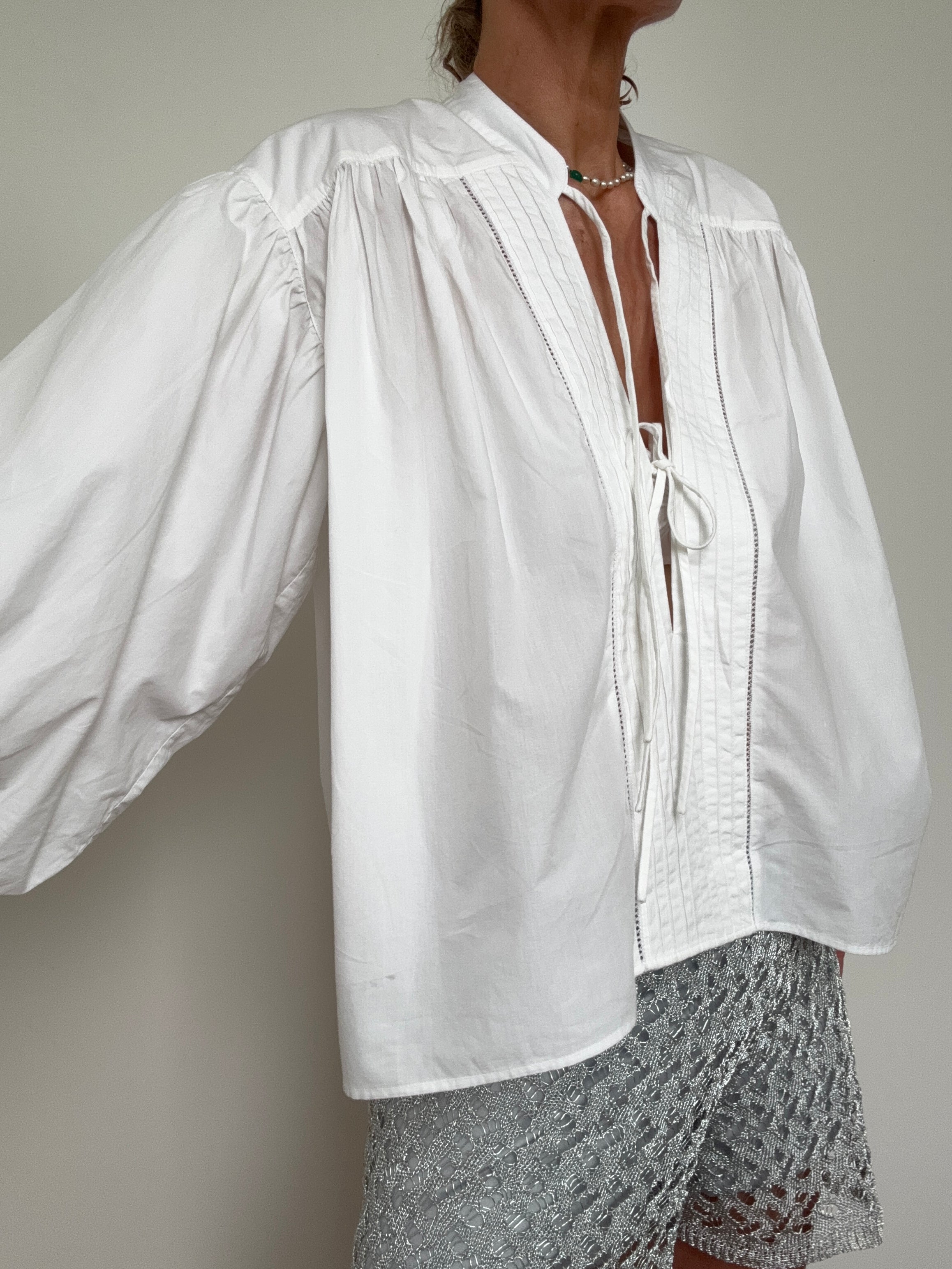 Bales Tie Front Cotton Shirt | Tops