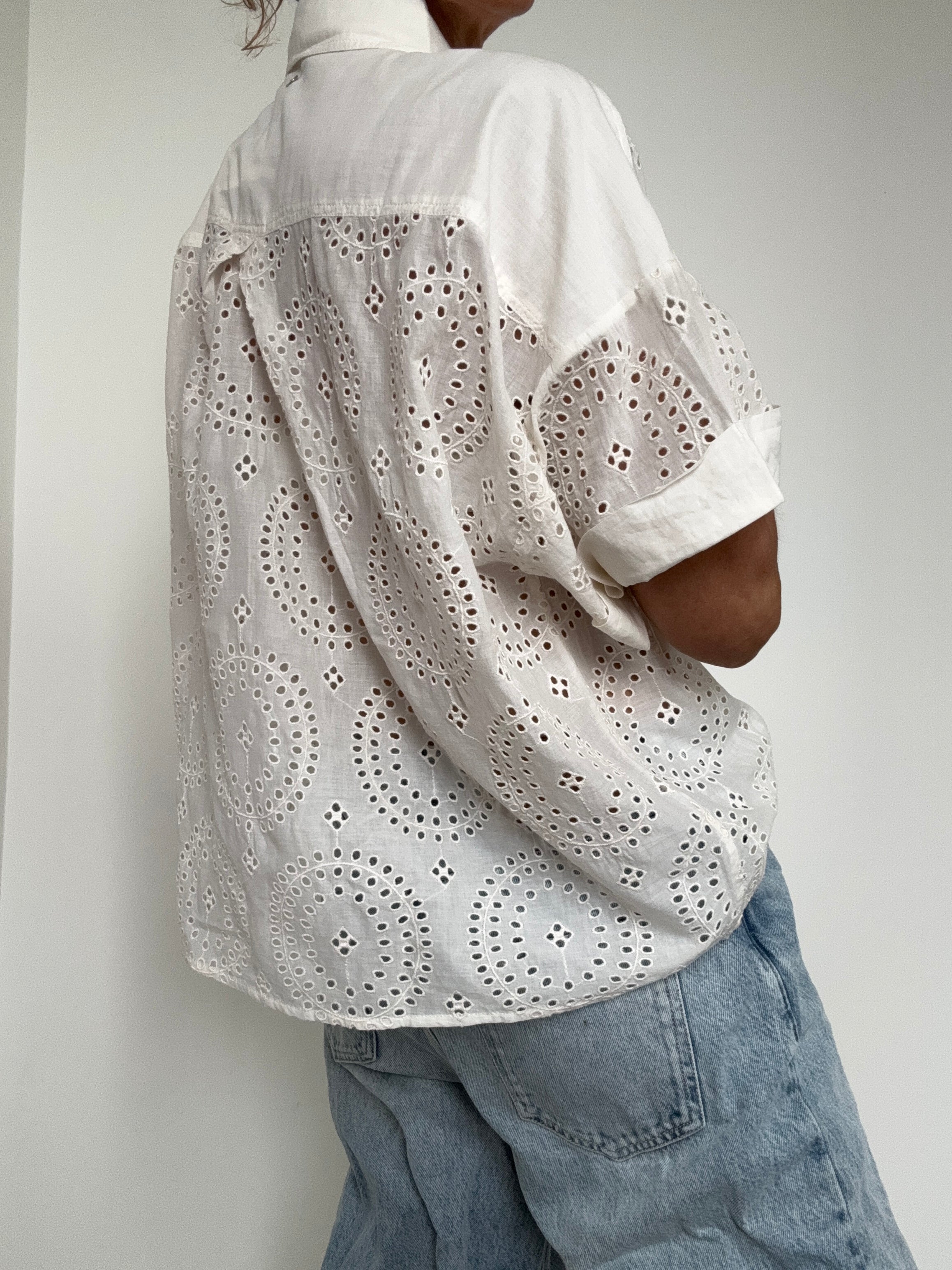 Hugo Boss Tops Bisenas Broderie Anglaise Shirt White