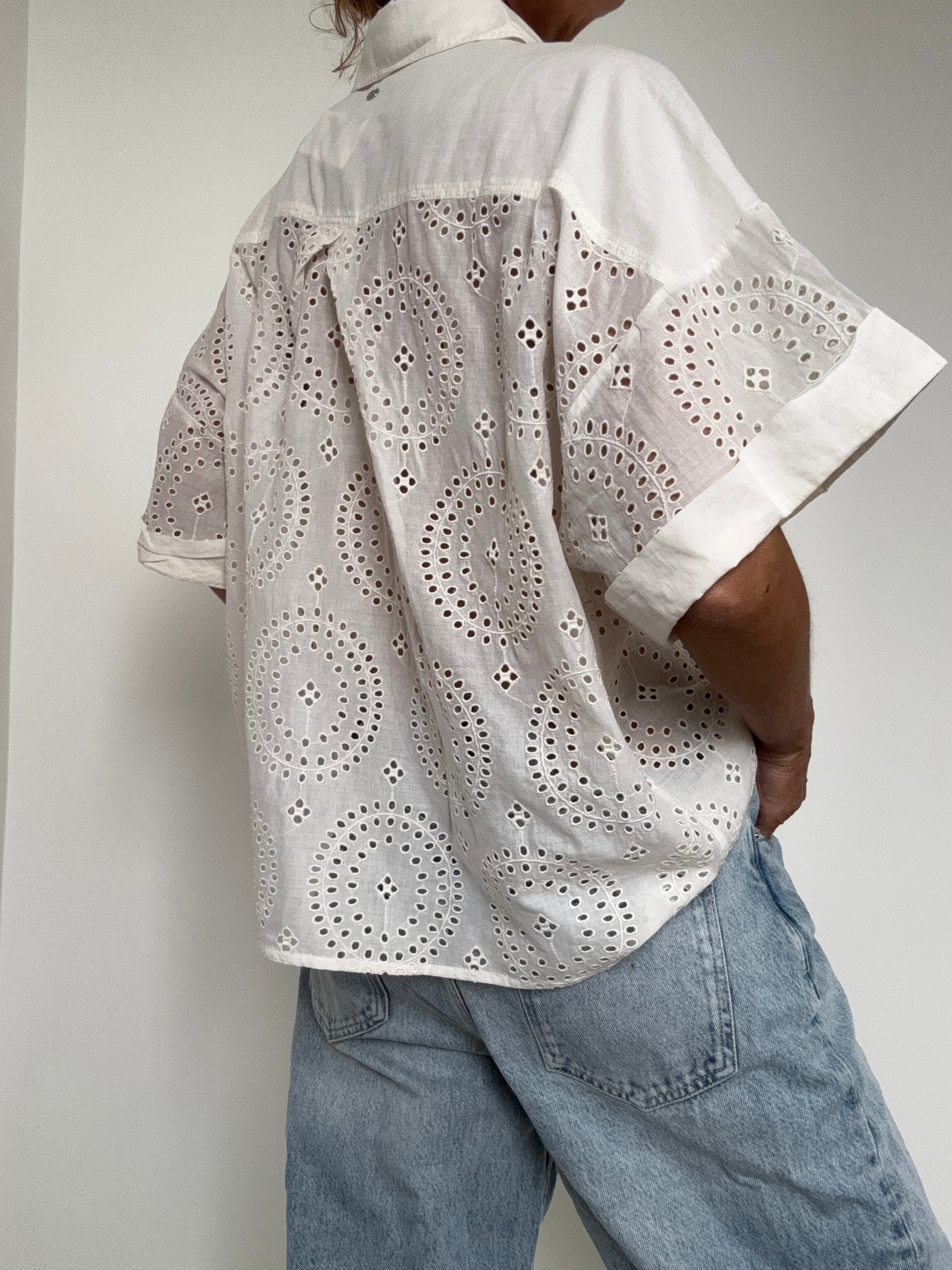 Hugo Boss Tops Bisenas Broderie Anglaise Shirt White