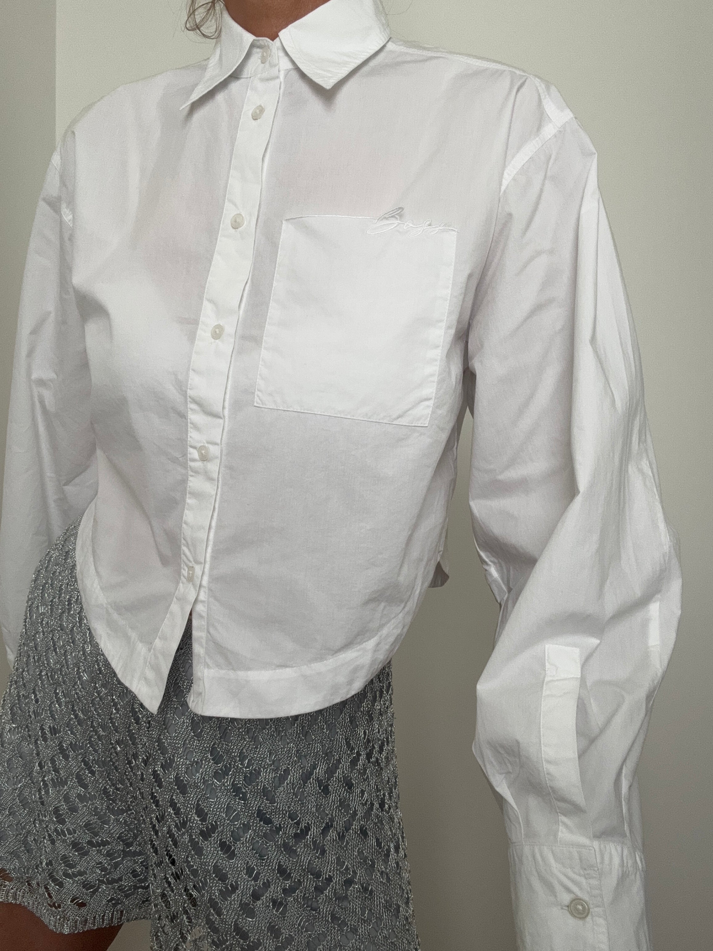 Hugo Boss Tops Cropped Logo Shirt