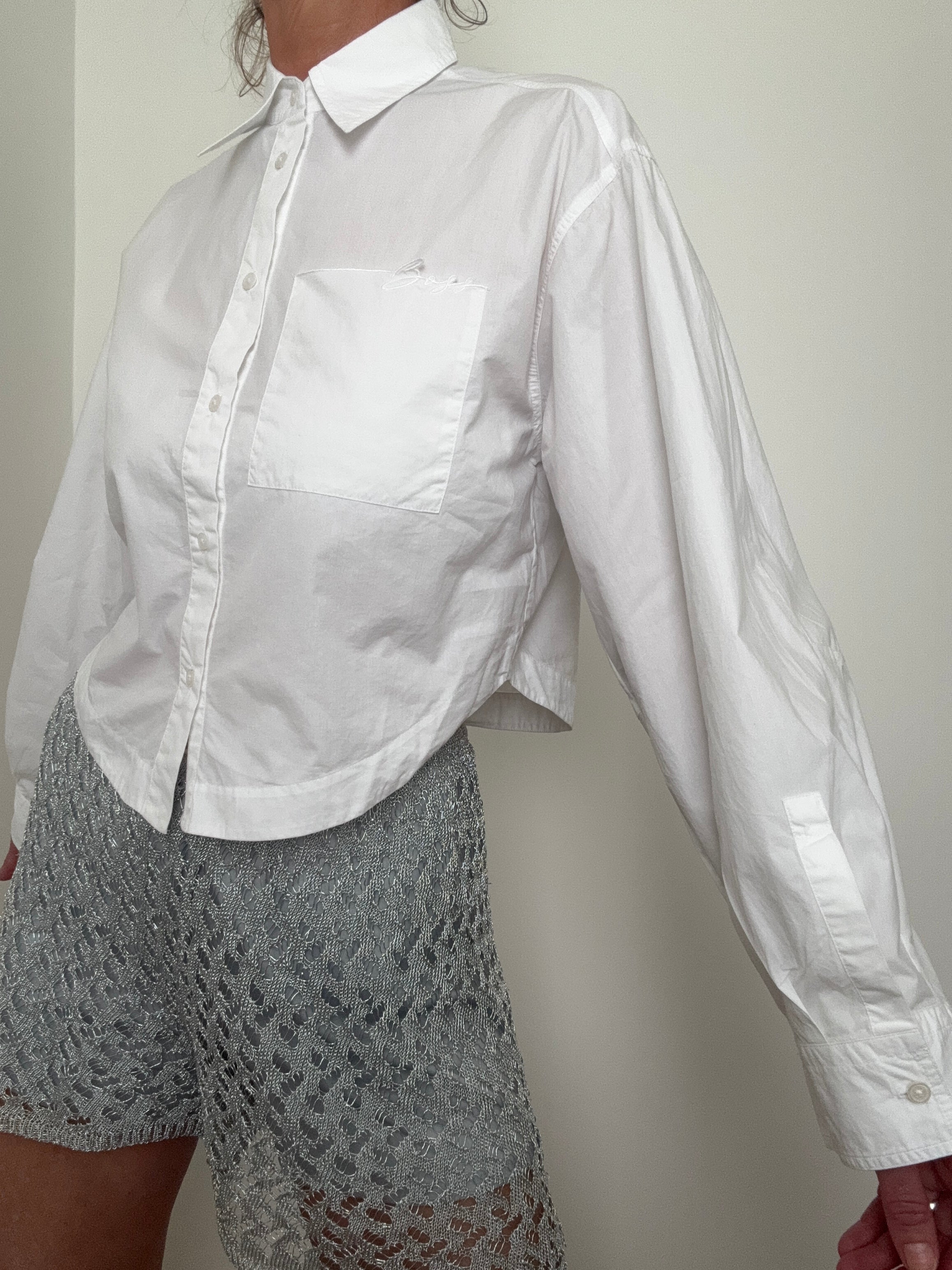 Hugo Boss Tops Cropped Logo Shirt