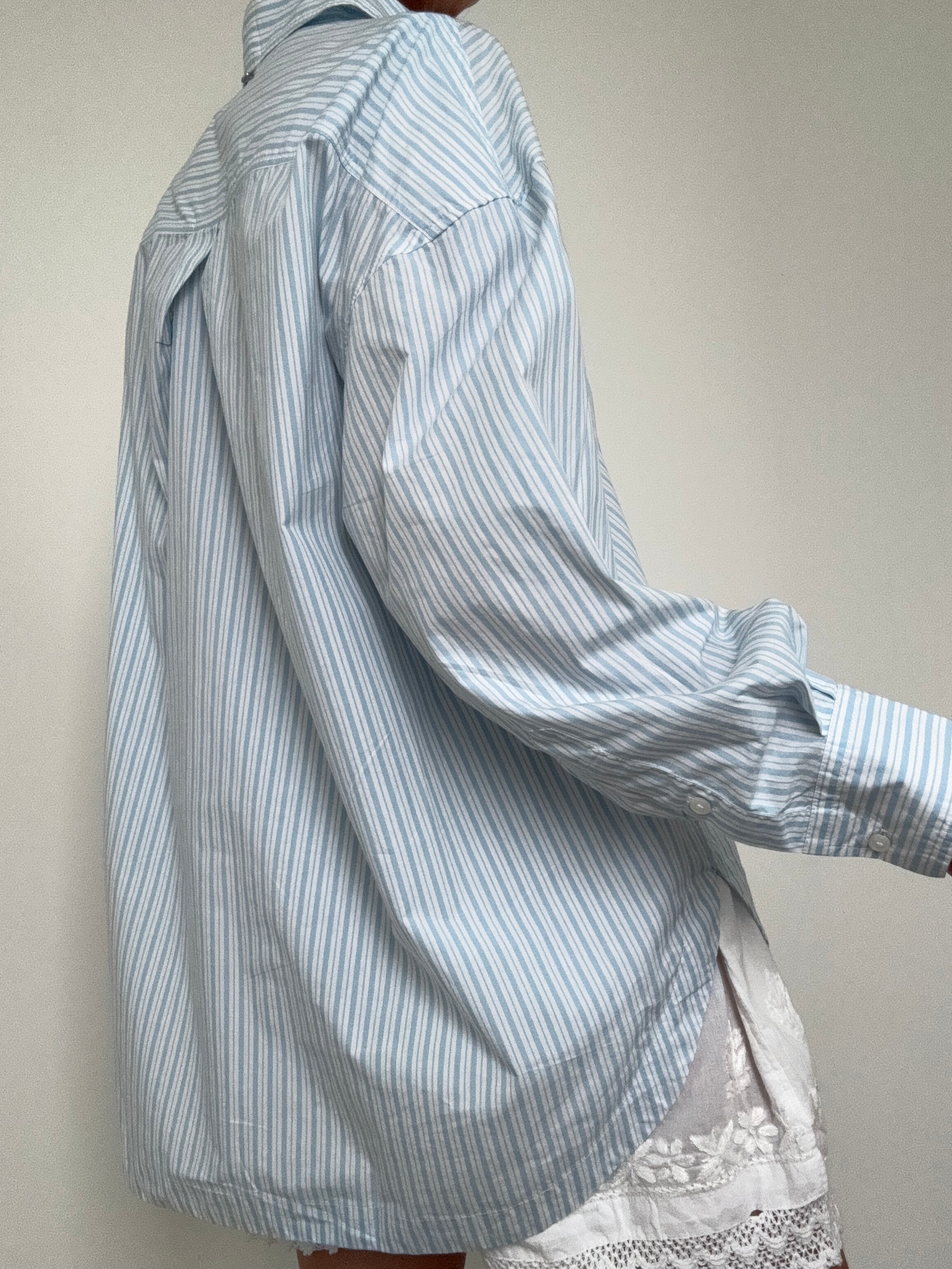 Oversize Fit Blouse In Stripe Blue | Tops