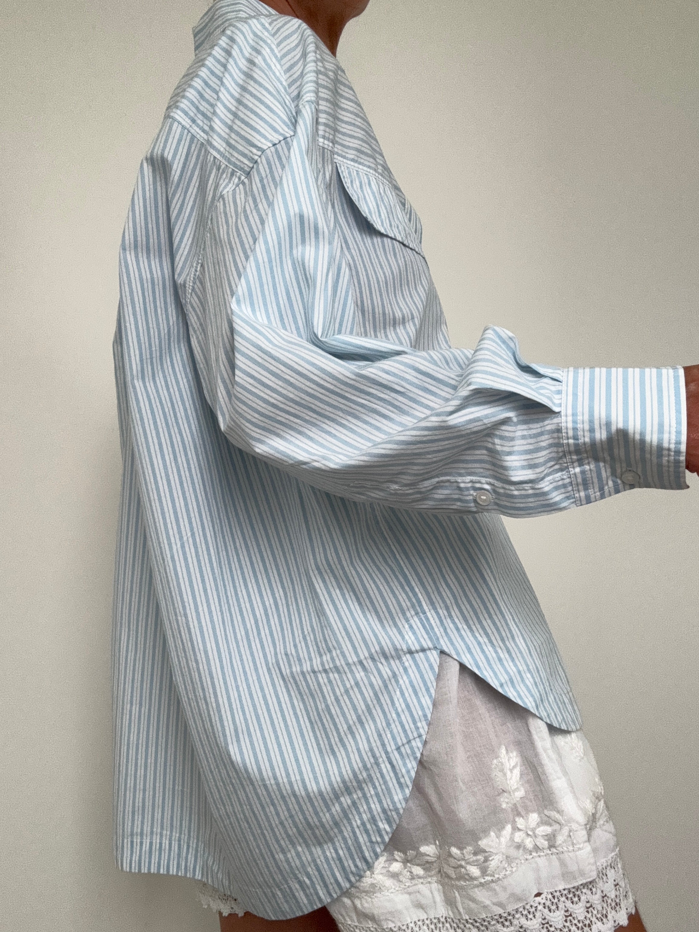 Oversize Fit Blouse In Stripe Blue | Tops