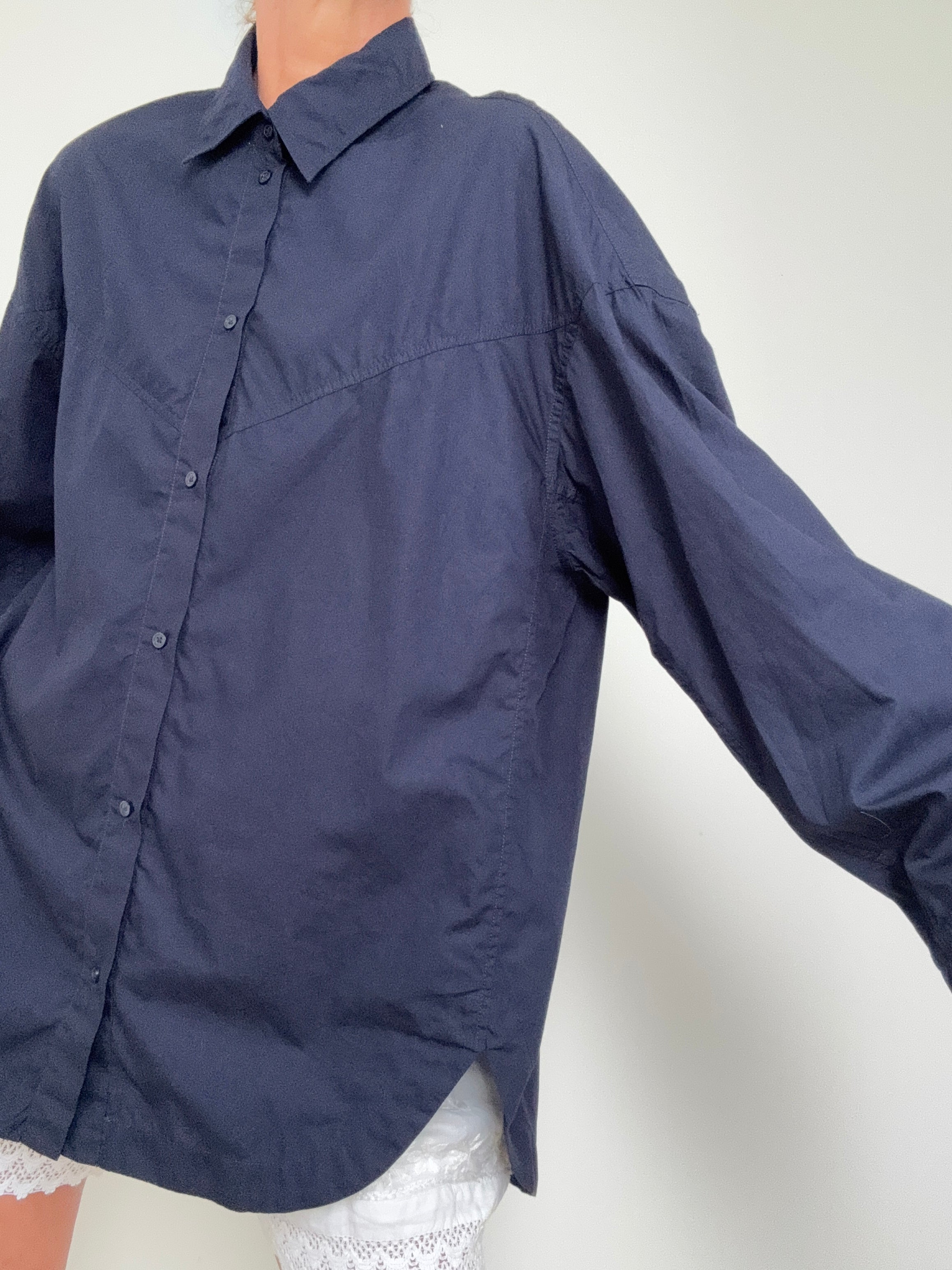 Oversize Fit Blouse Navy | Tops