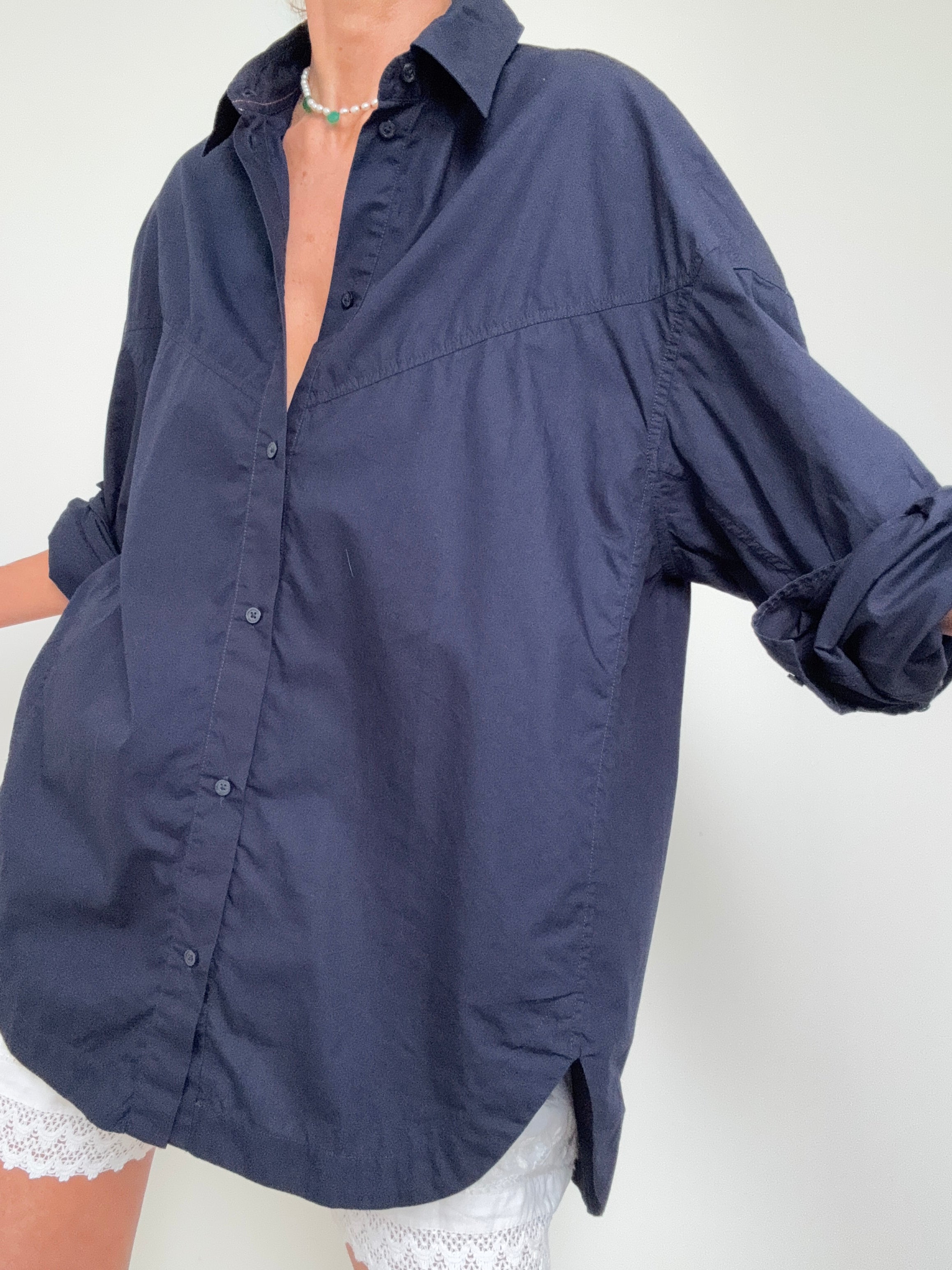 Oversize Fit Blouse Navy | Tops