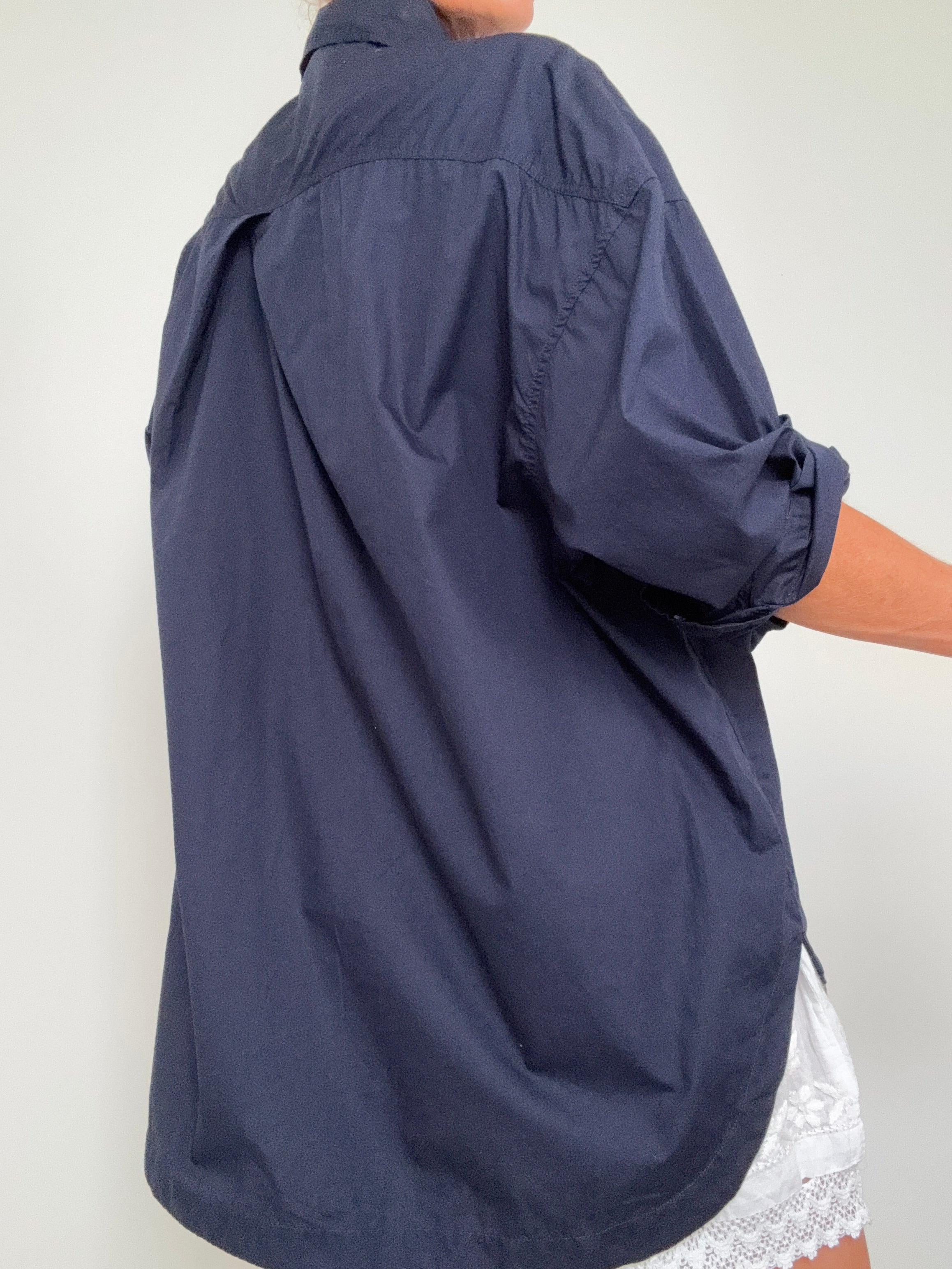 Oversize Fit Blouse Navy | Tops