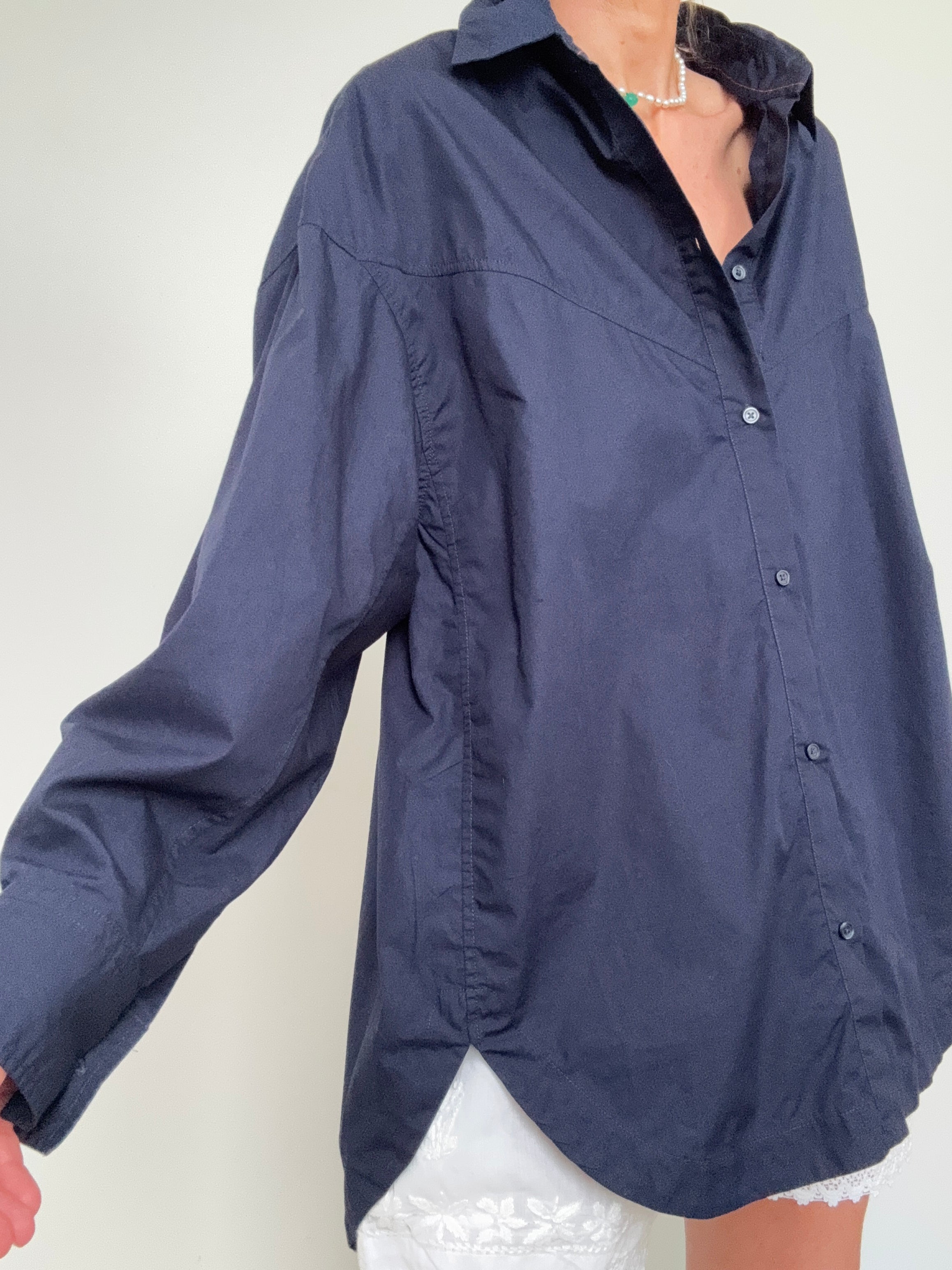 Oversize Fit Blouse Navy | Tops