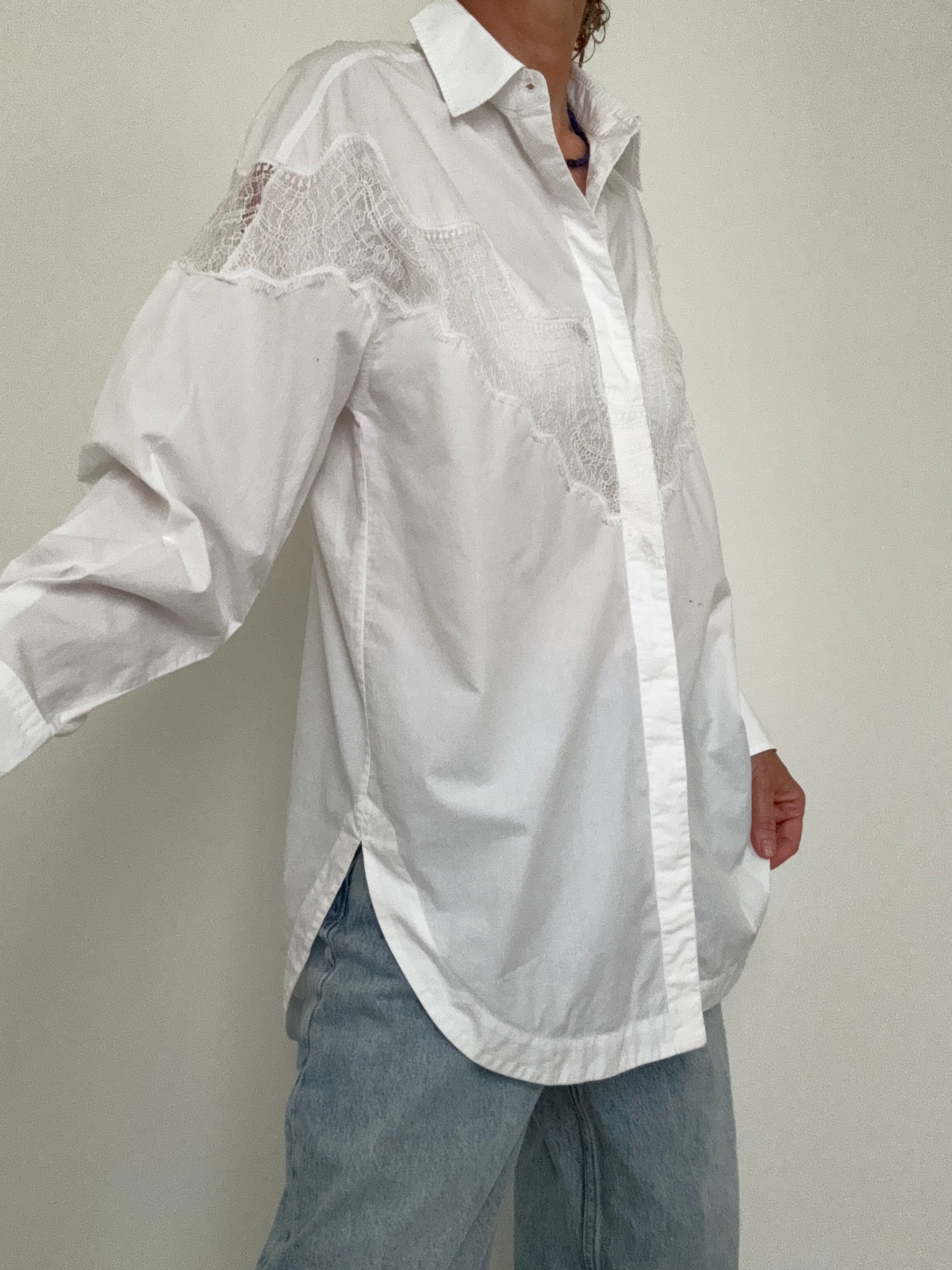 Hugo Boss Tops Oversized Fit Blouse Lace Motif