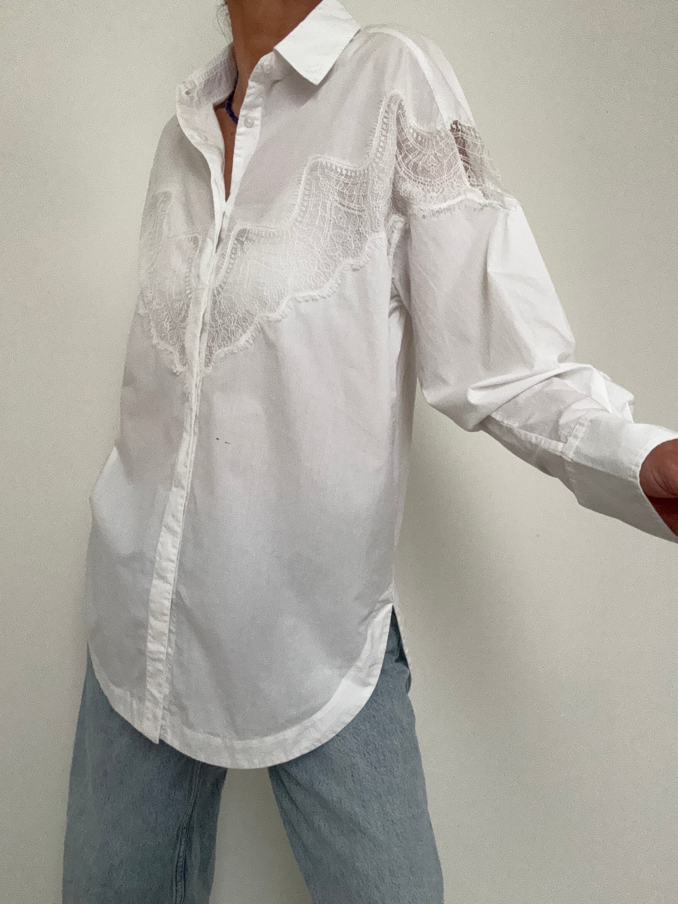 Hugo Boss Tops Oversized Fit Blouse Lace Motif